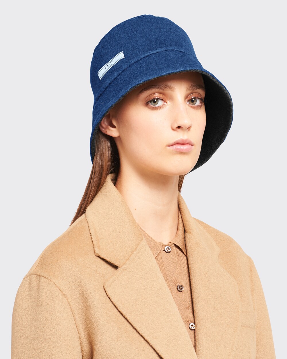 Black Blue Cashmere Bucket Hat Prada
