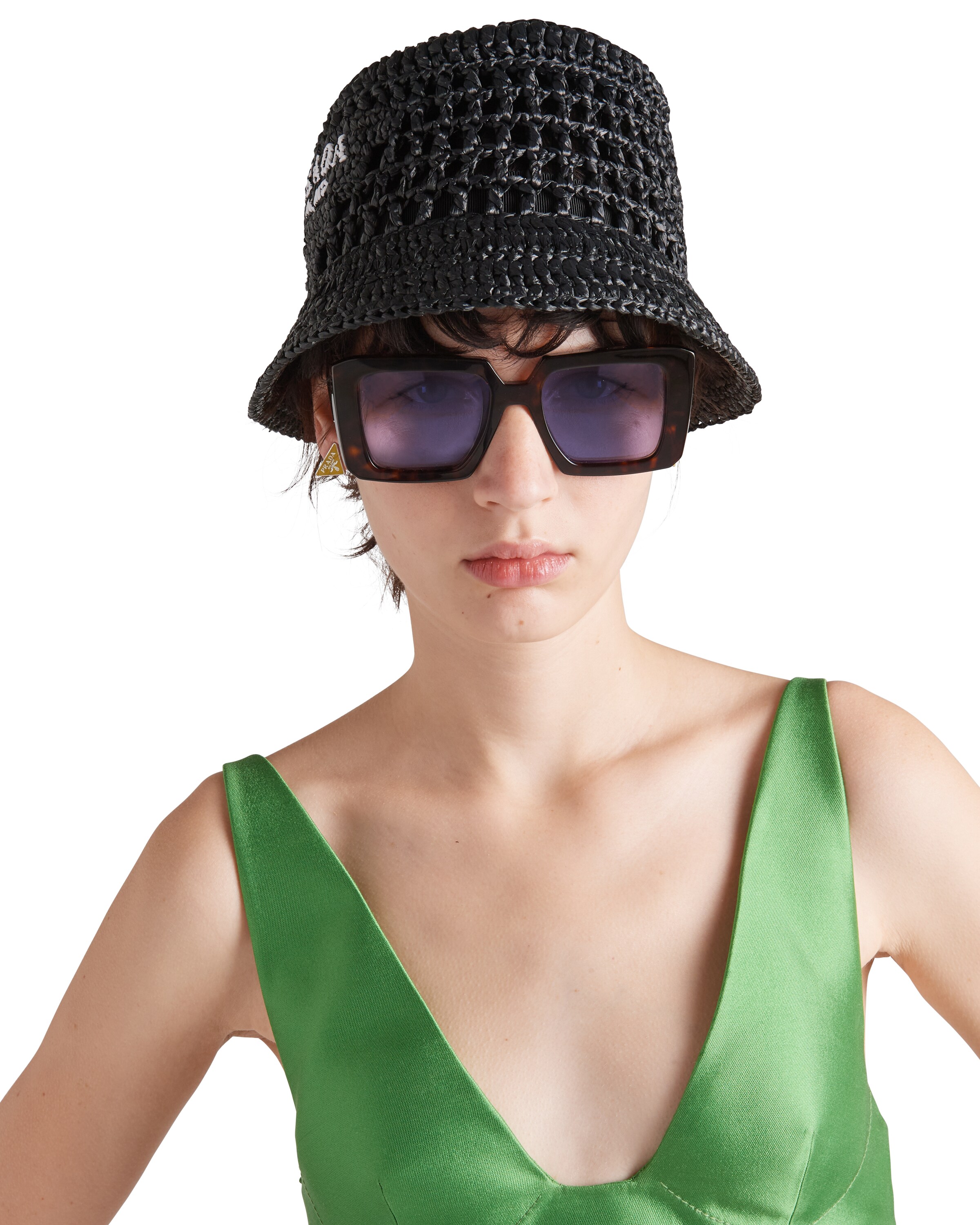 Black Raffia bucket hat Prada