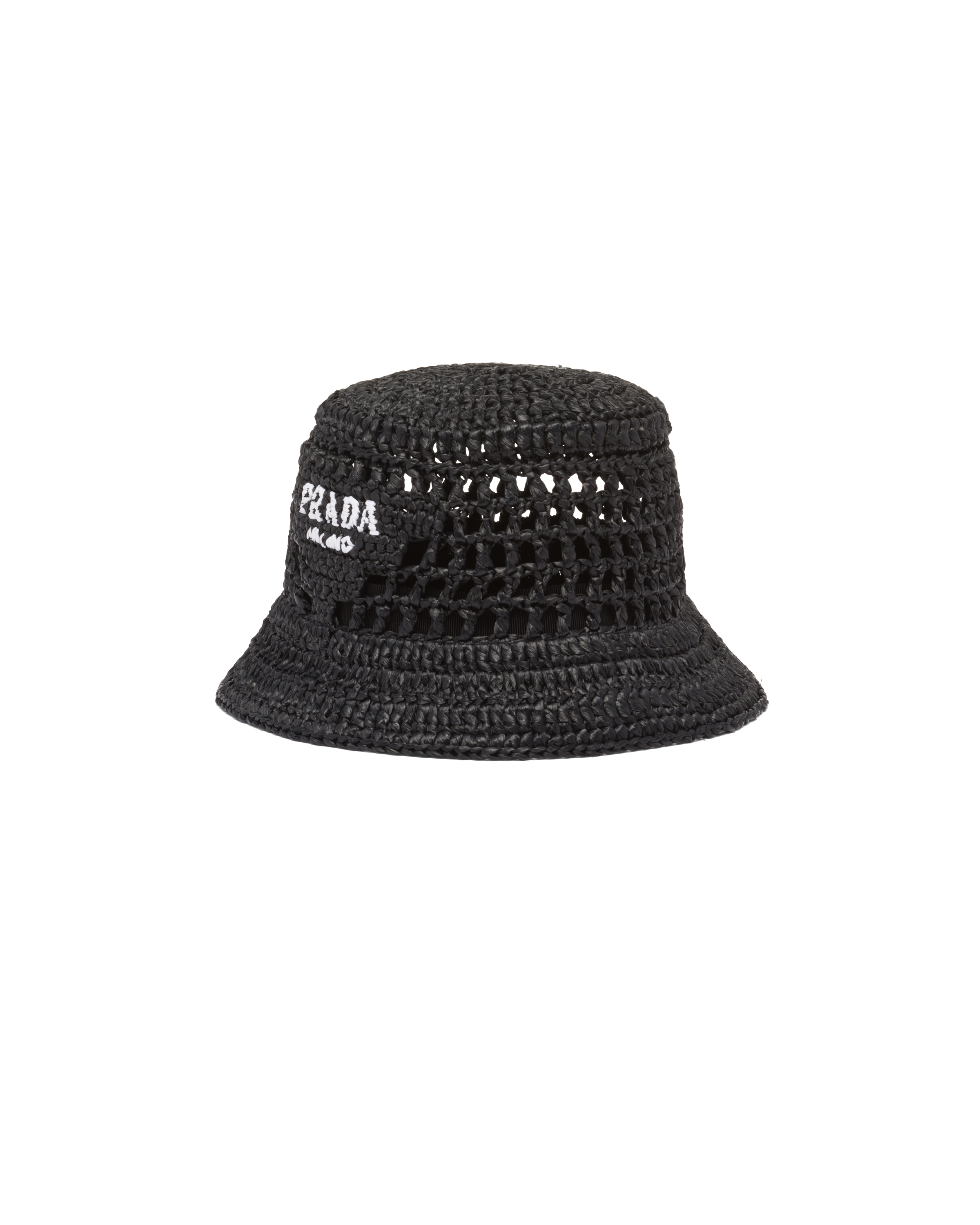 Shop Prada Crochet Bucket Hat In Black