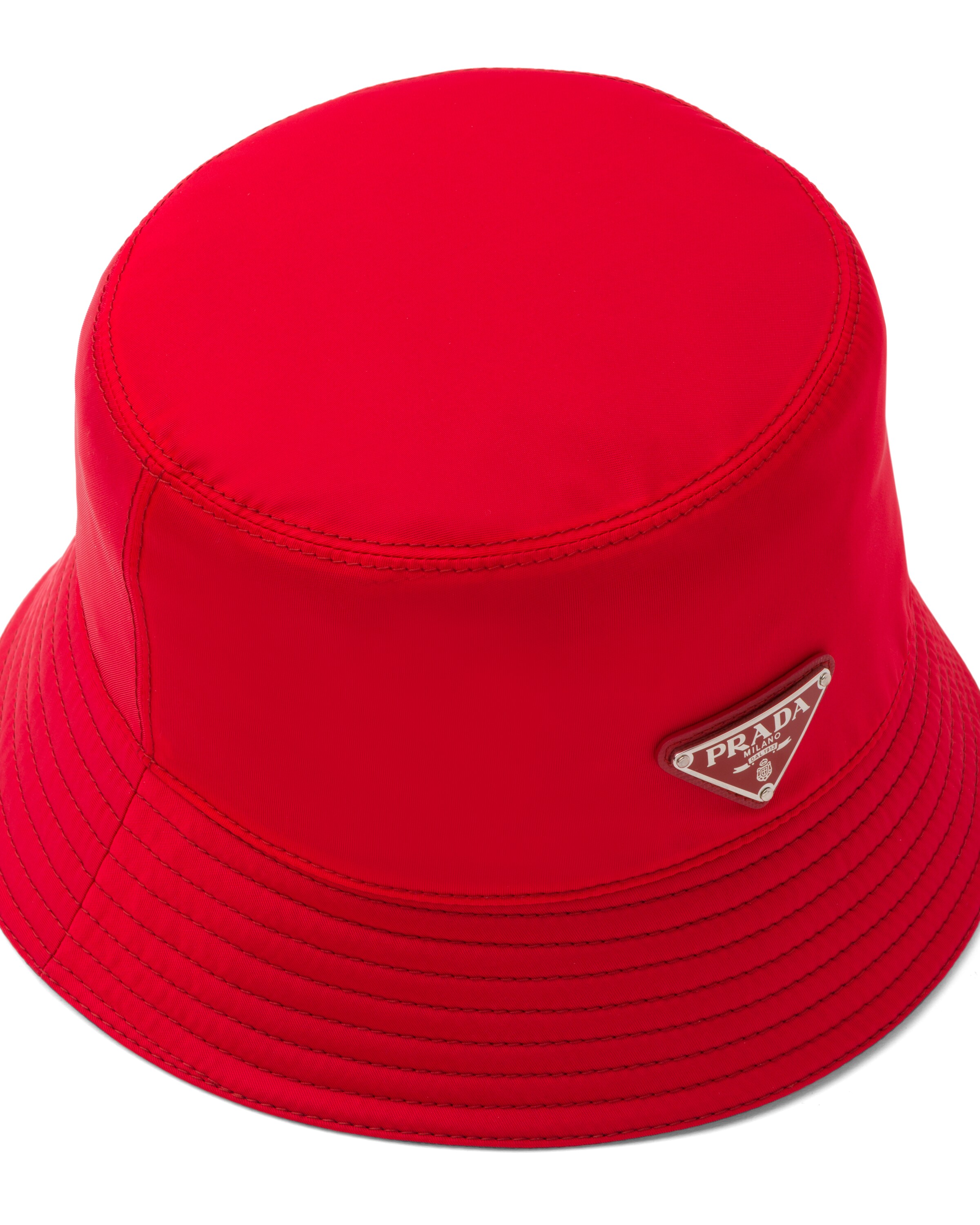 Red Nylon Bucket Hat Prada