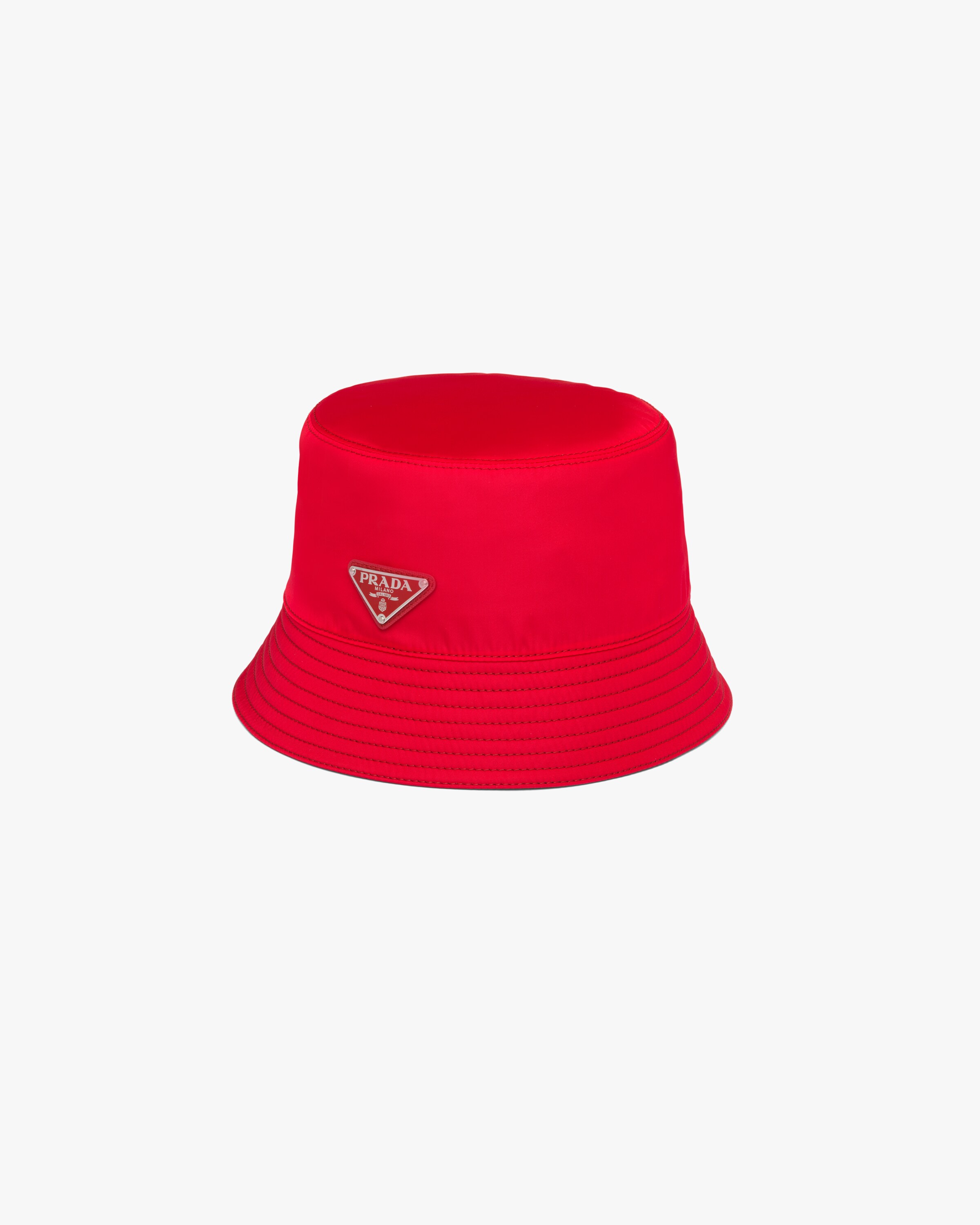 Red Nylon Bucket Hat Prada