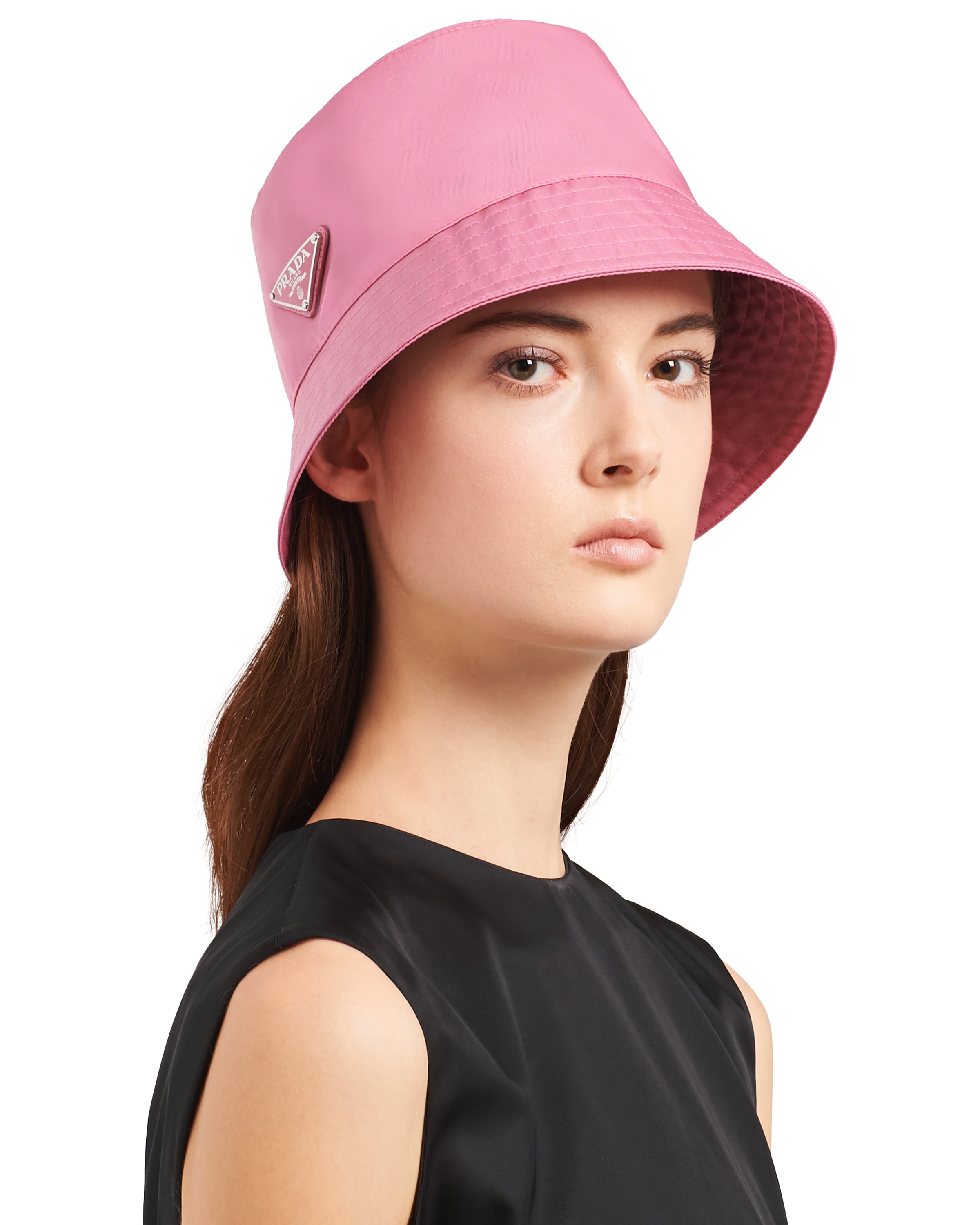 Begonia Pink Nylon Bucket Hat Prada
