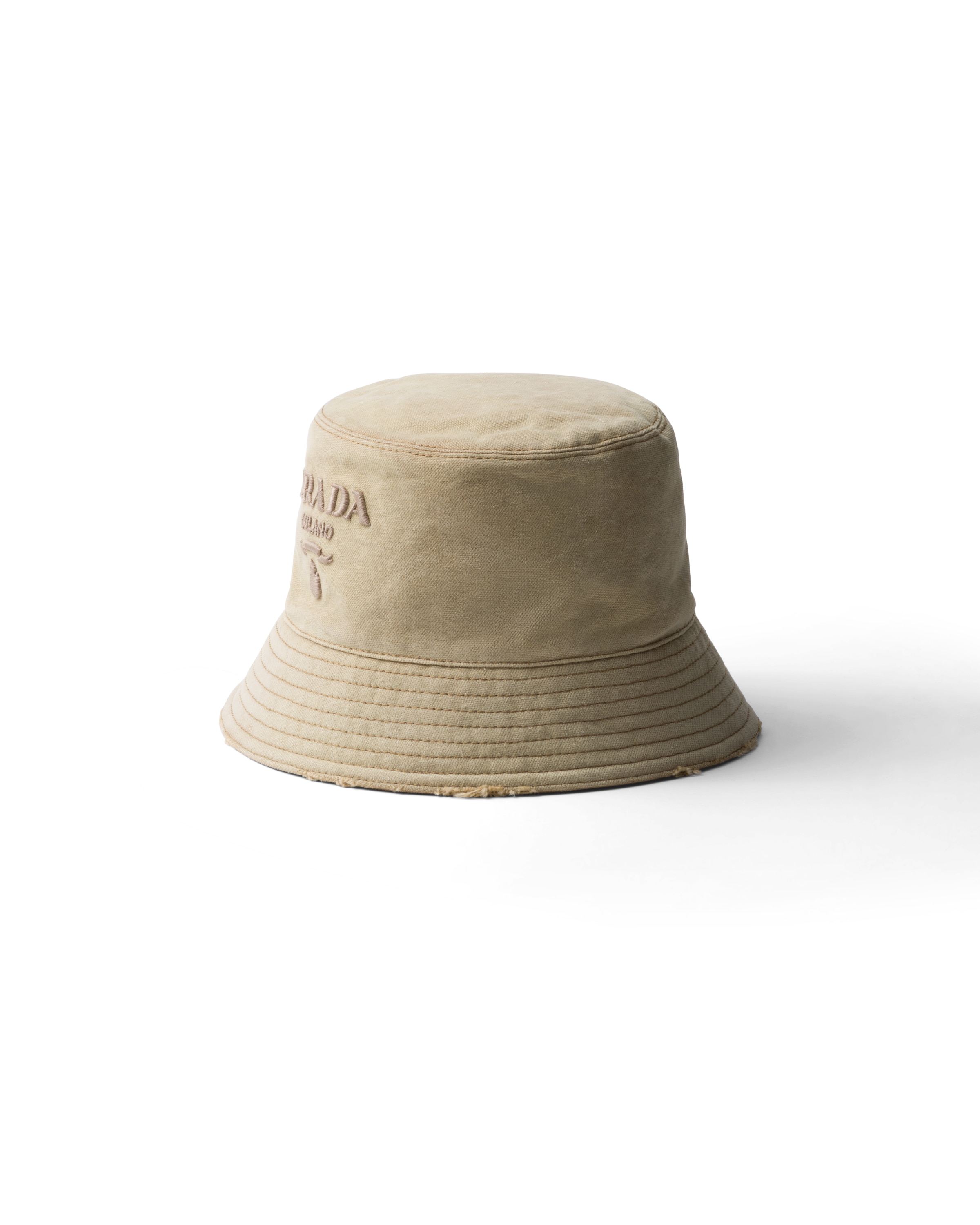 Prada Cappello Da Pescatore In Canvas, Donna, Beige, Taglia S