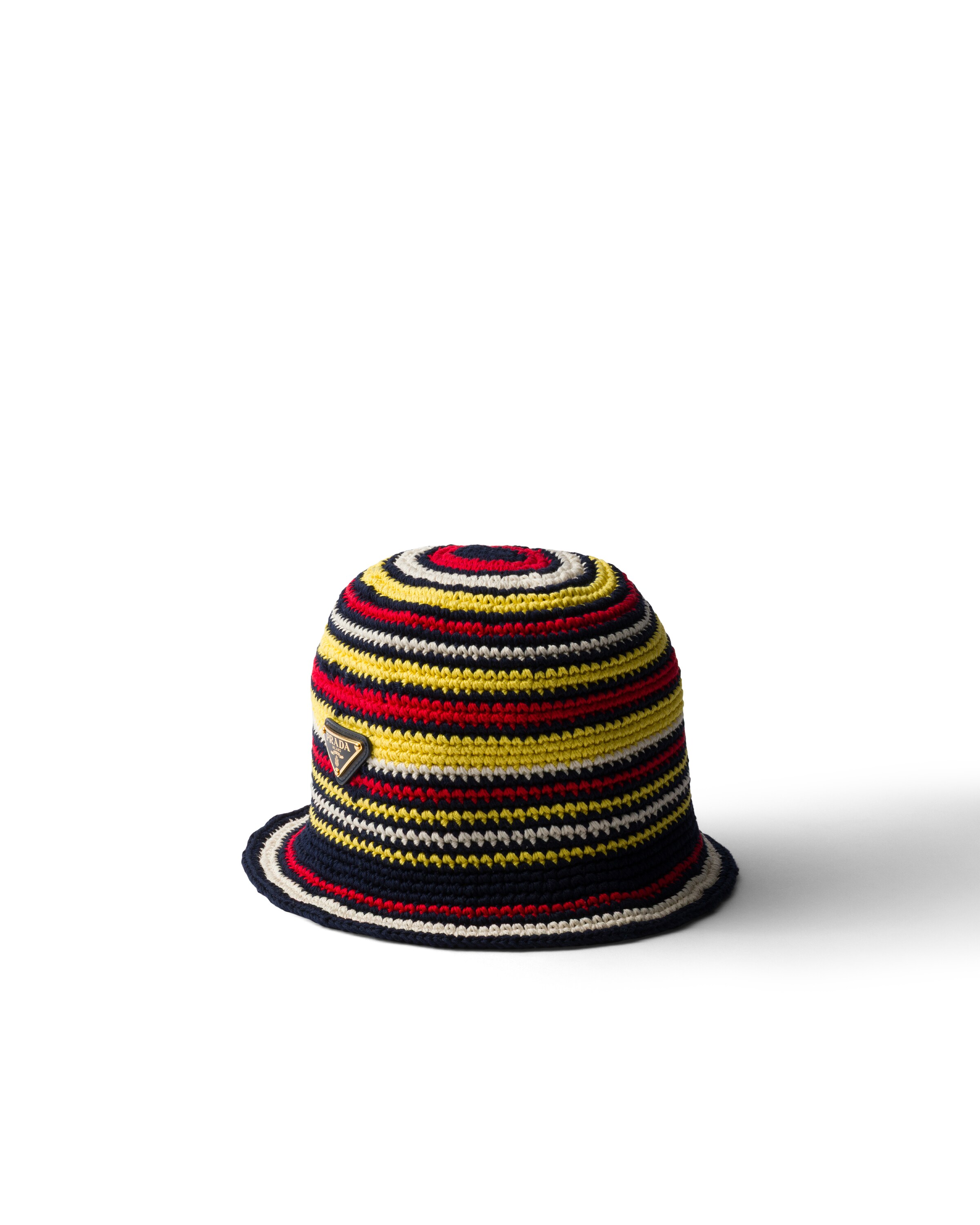 Prada Cappello Da Pescatore In Crochet, Donna, Rosso/giallo, Taglia M