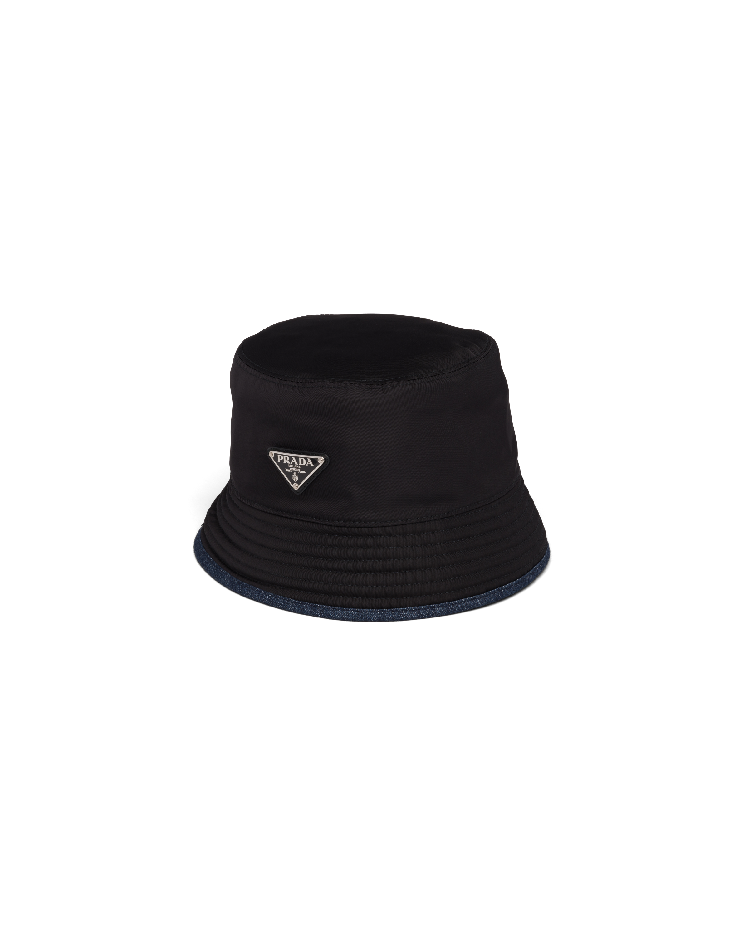Nylon And Denim Bucket Hat Prada
