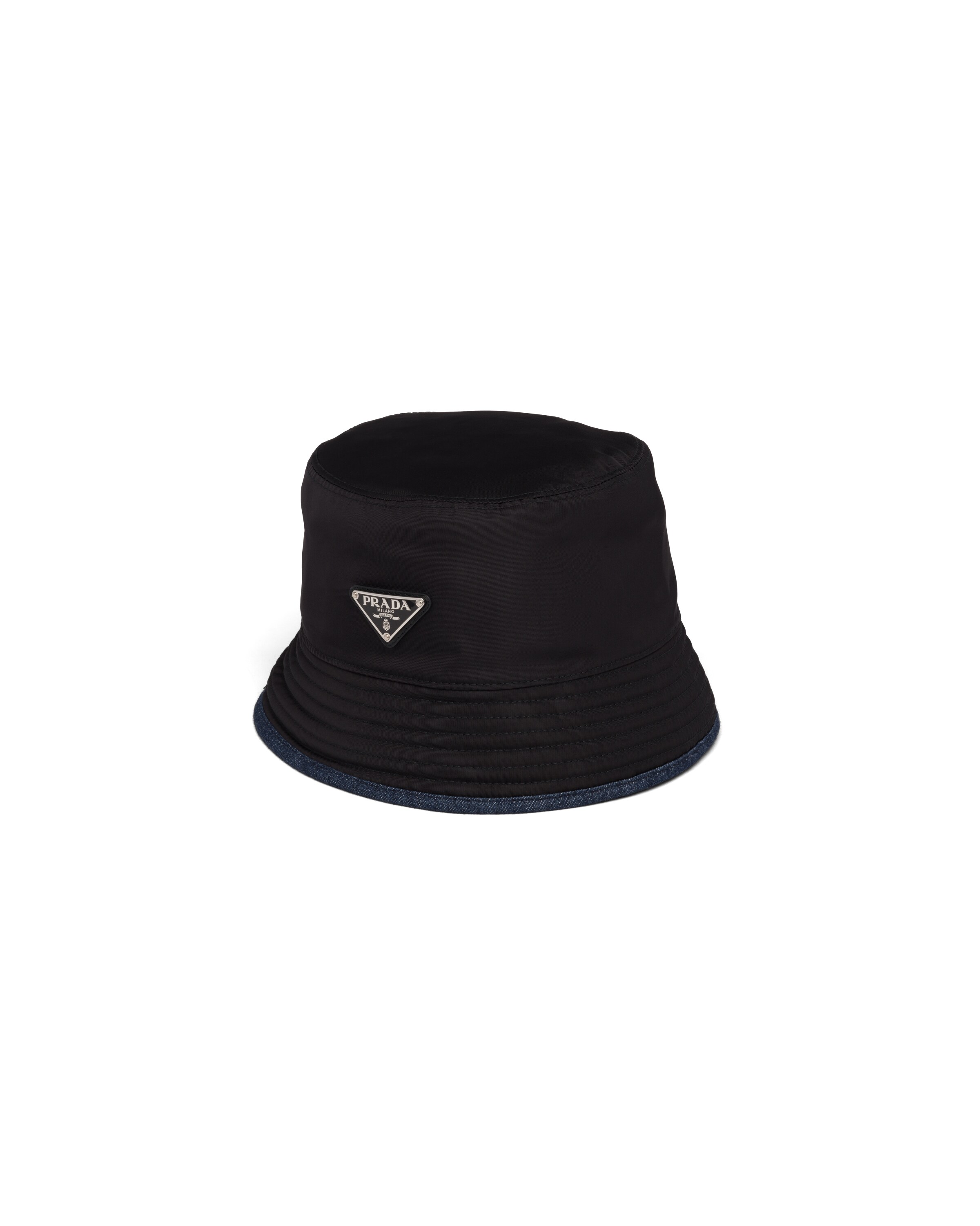 Nylon and Denim Bucket Hat Prada