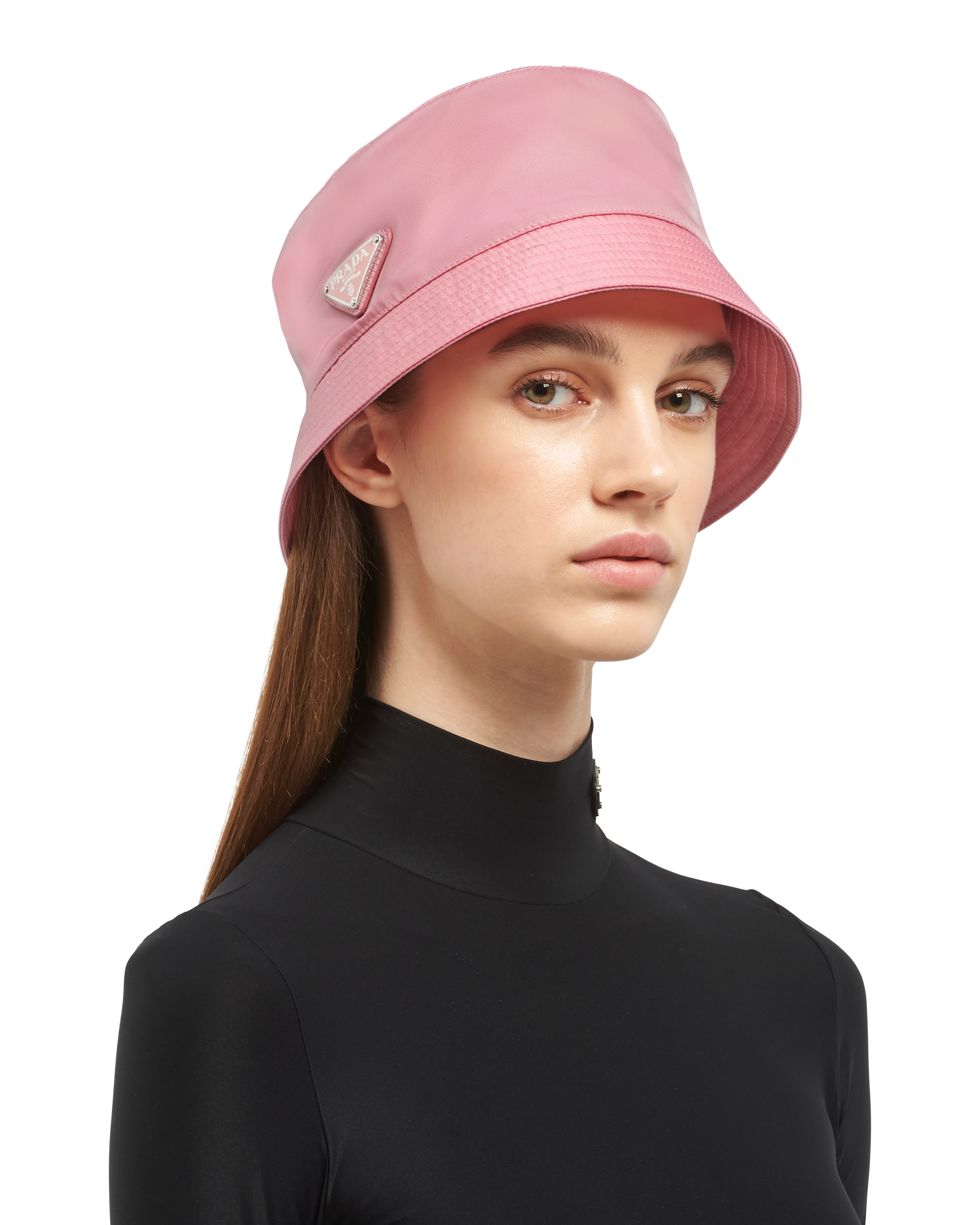 Pink bucket hat prada new arrivals