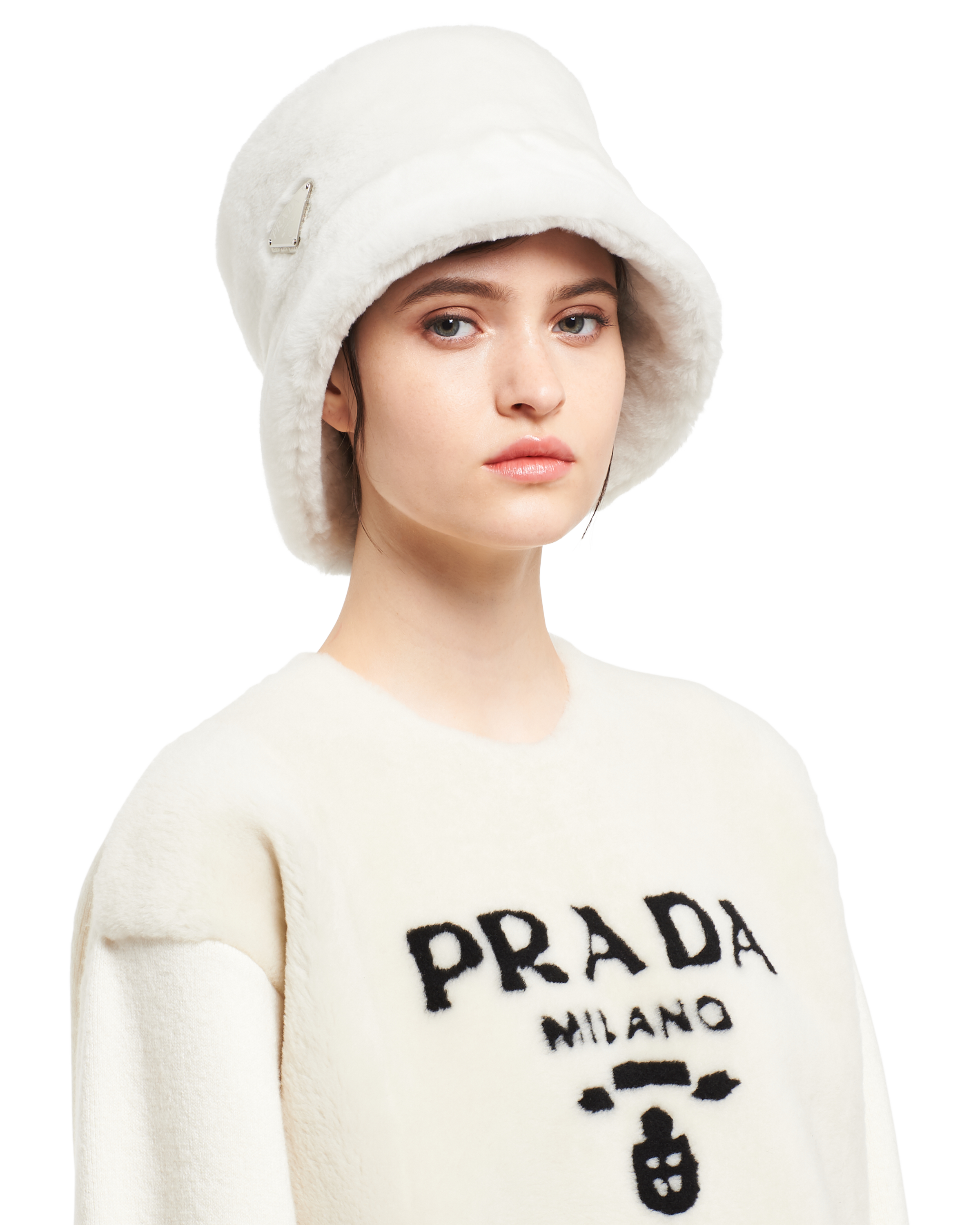 white prada bucket hat