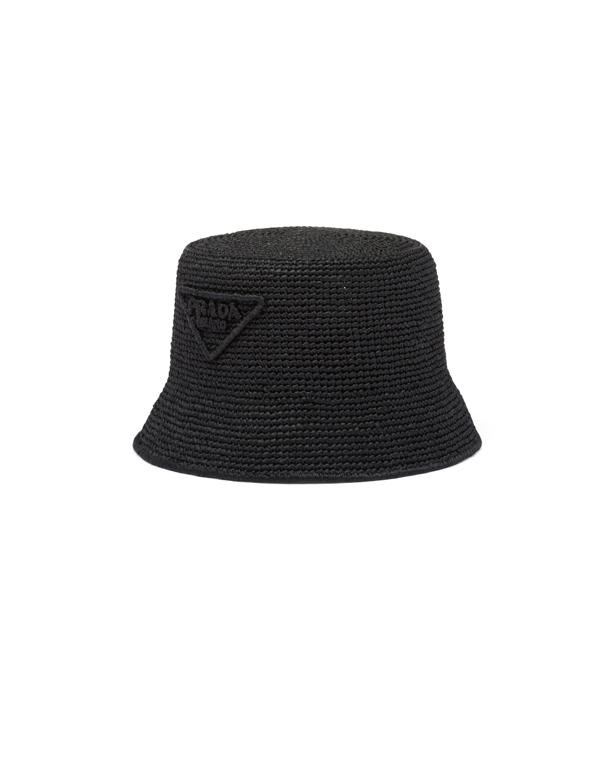 Prada Raffia Bucket Hat In Black