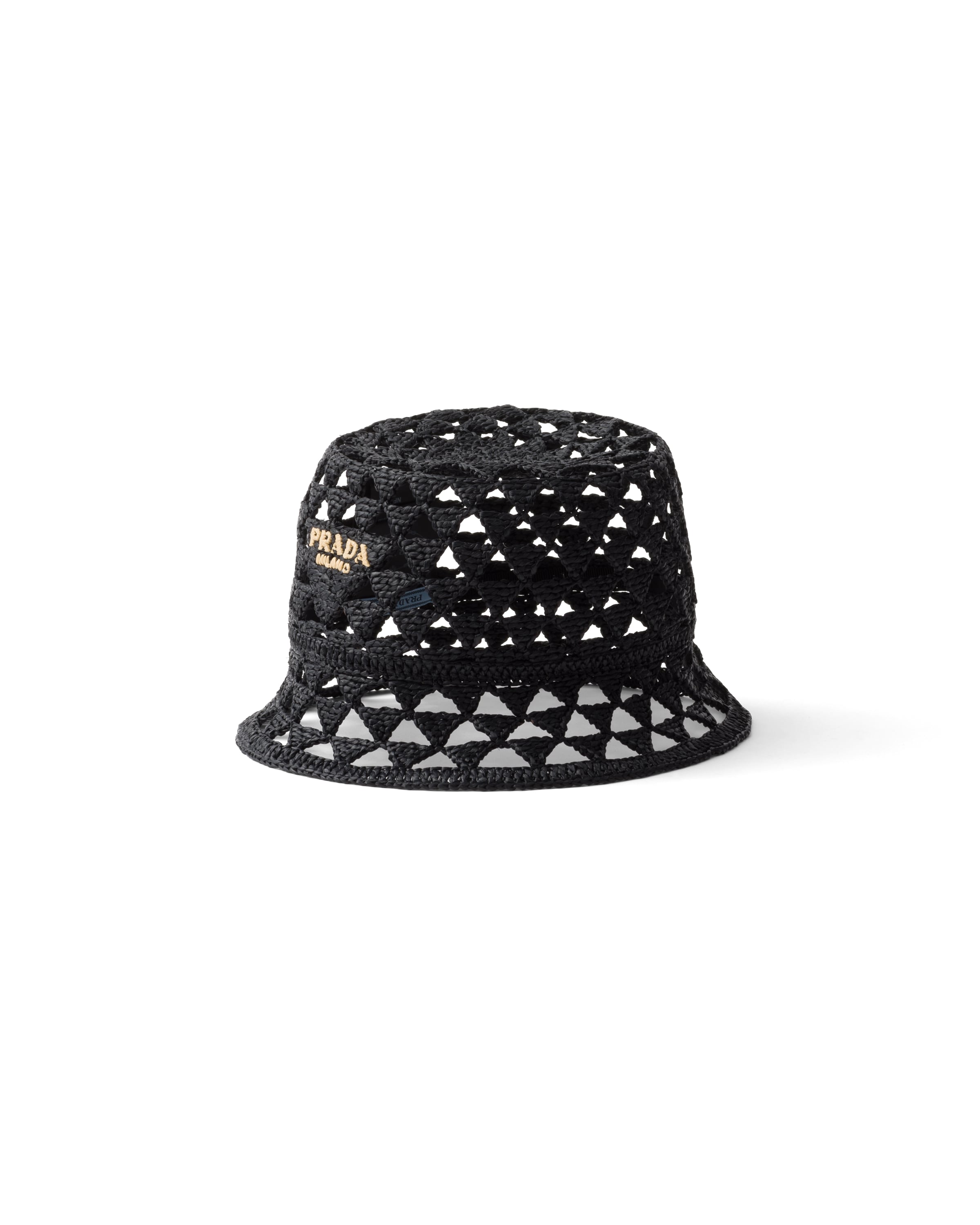 Prada Cappello Da Pescatore In Crochet, Donna, Nero/naturale, Taglia S