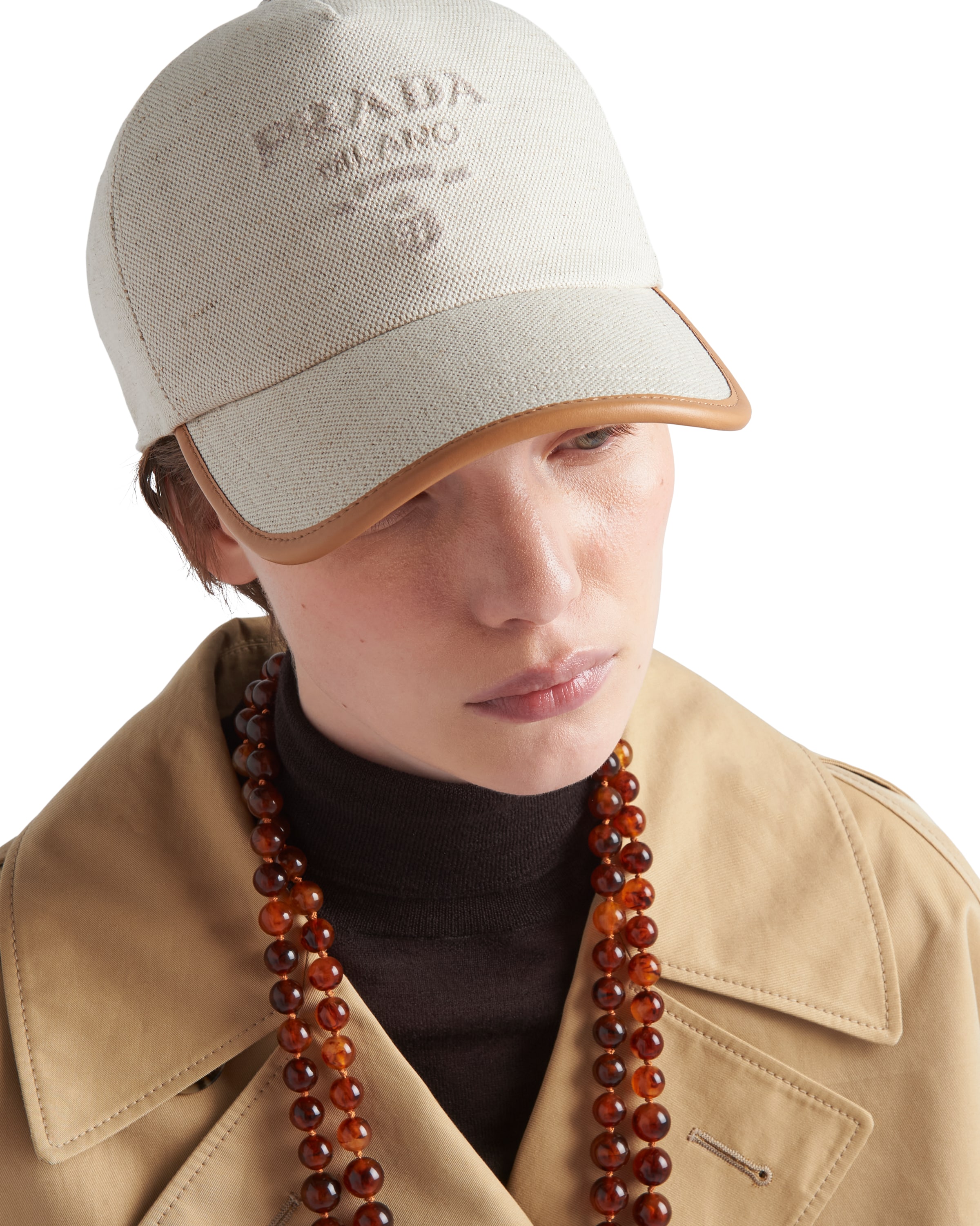 Prada Women Cream White Logo Baseball Hat, M Luxury Hats For Women Darveys In Natur