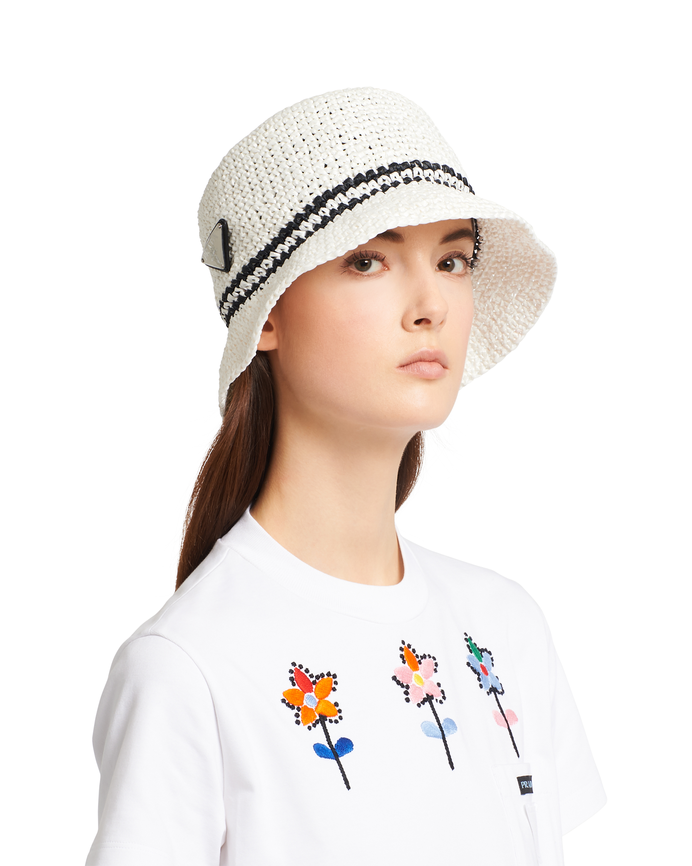 Prada crochet bucket hat clearance