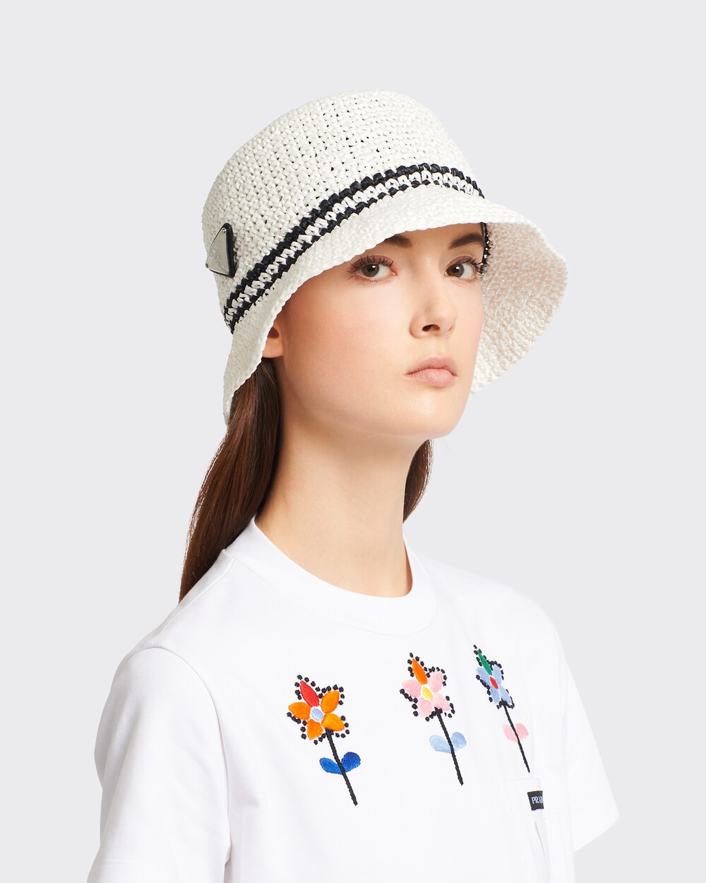 Prada crochet bucket hat clearance