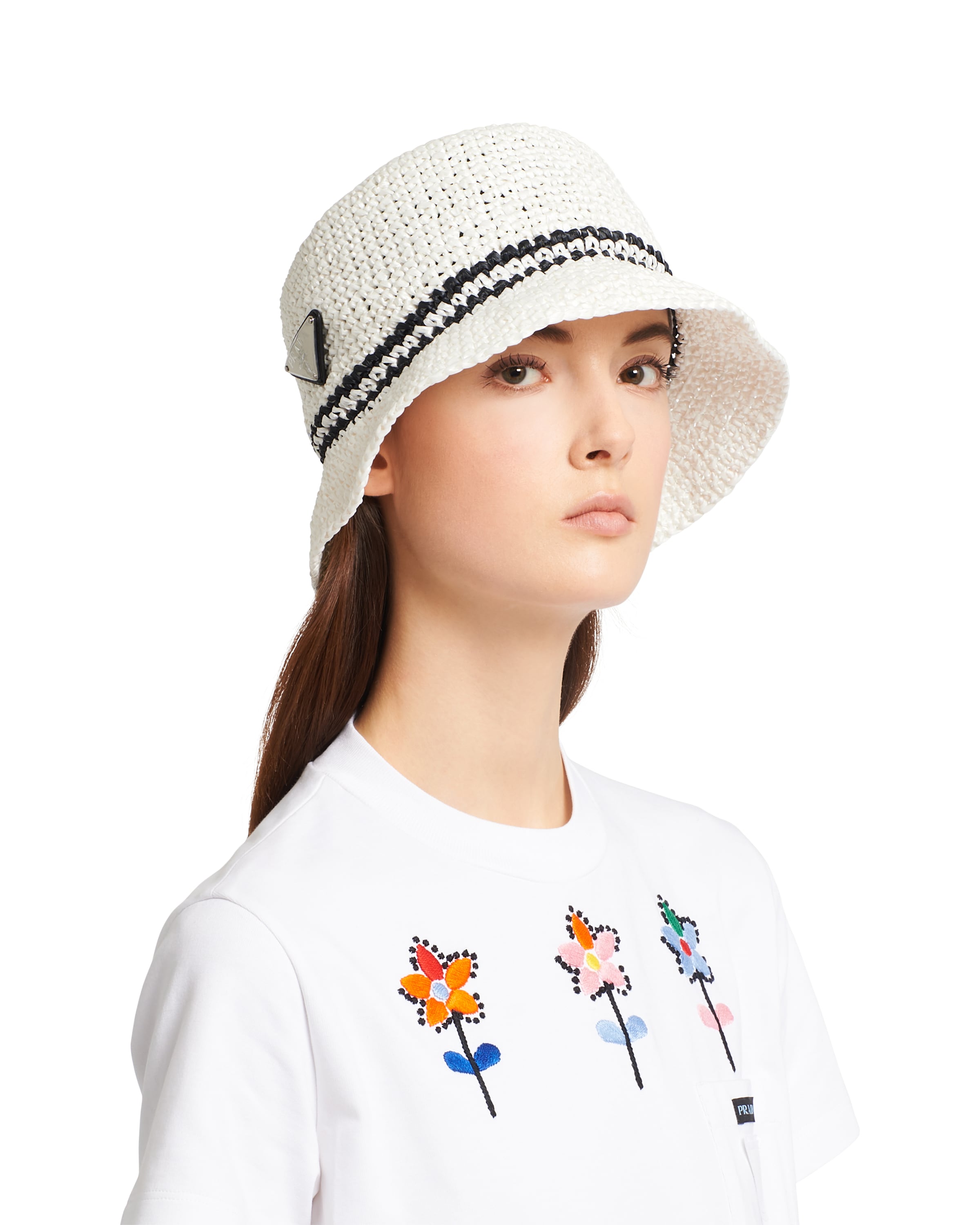 Crocheted raffia hat Prada