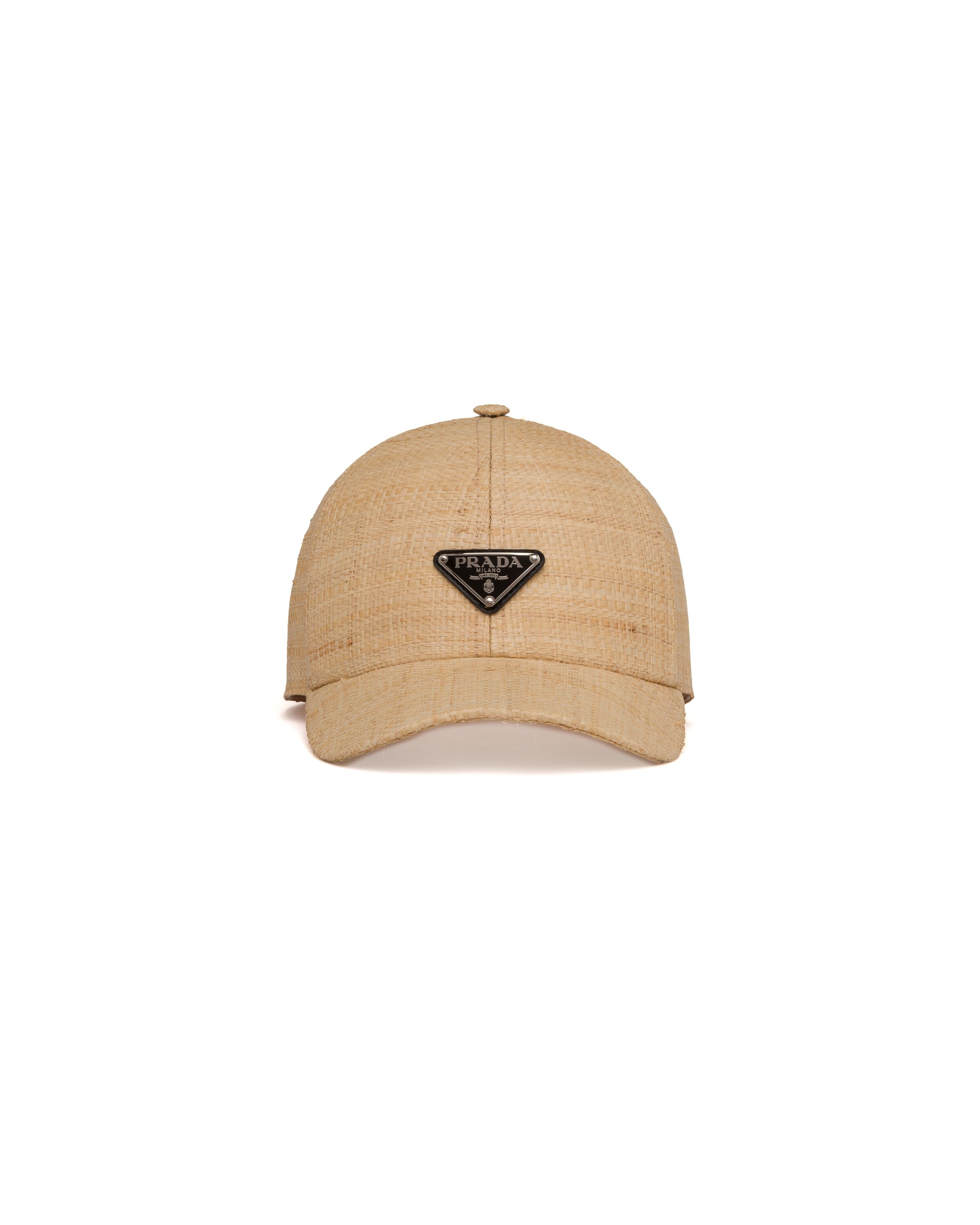 Tan/black Straw Baseball Cap Prada