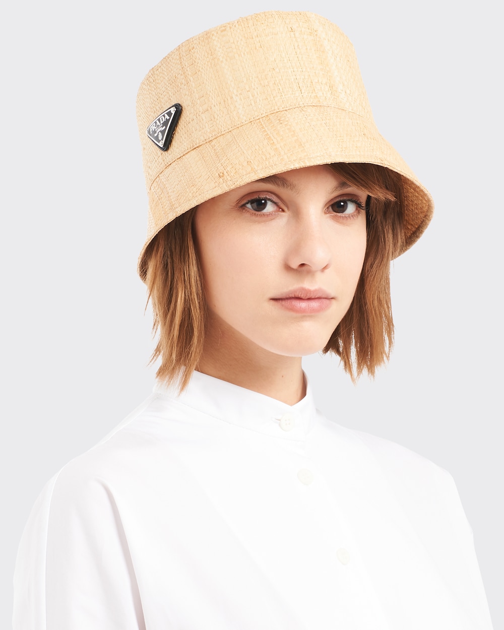 prada straw bucket hat