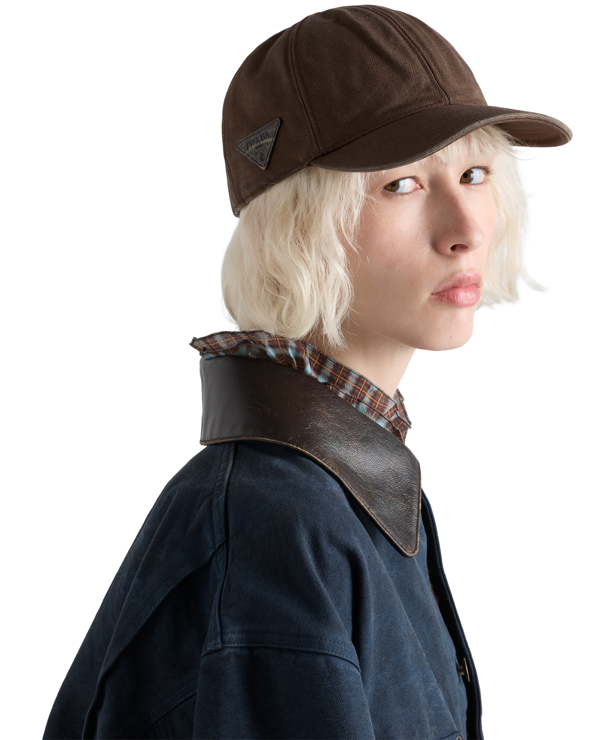 Prada Logo-embroidered Baseball Cap In Brown