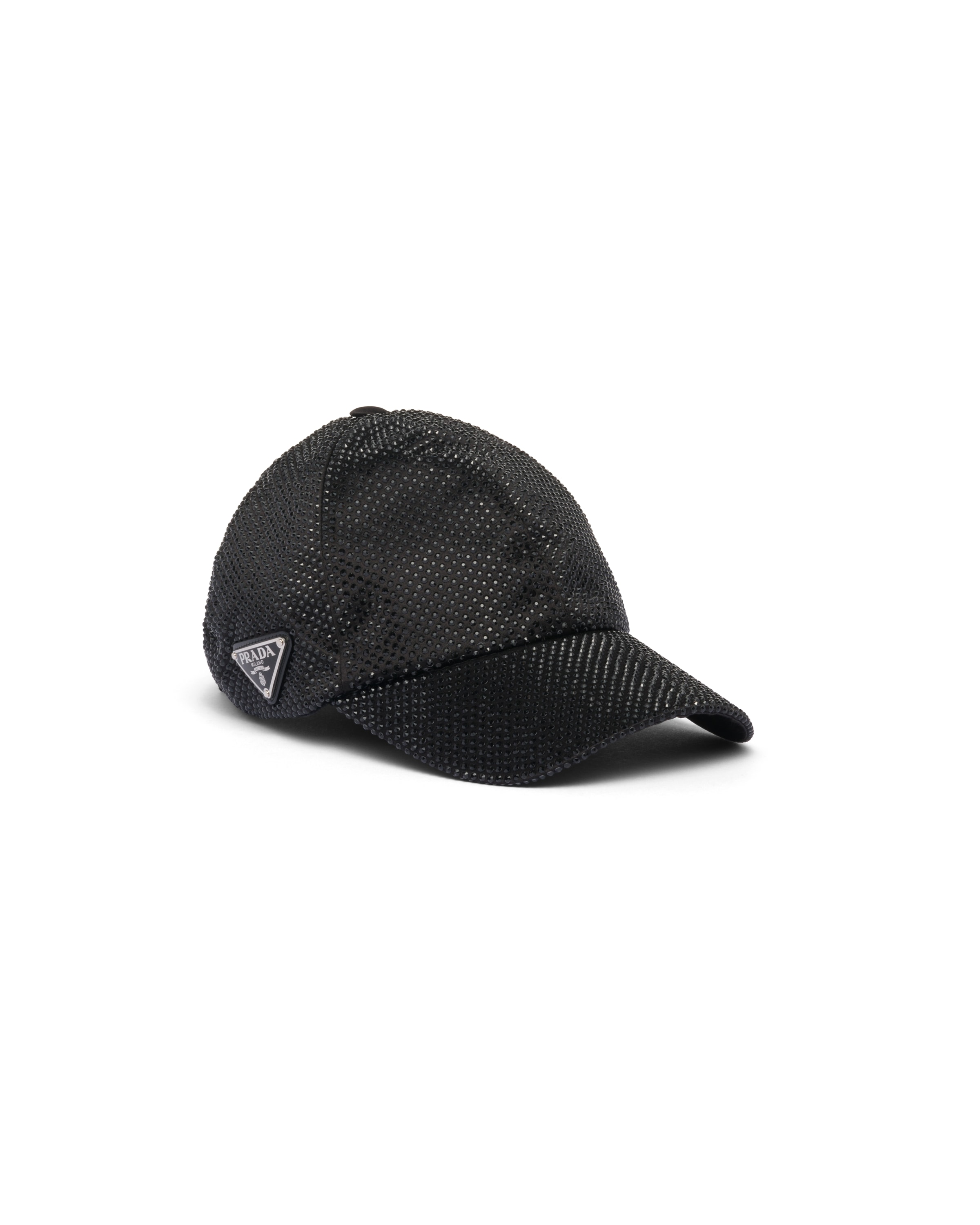 Prada Cappello Da Baseball In Duchesse Con Cristalli, Donna, Nero, Taglia S