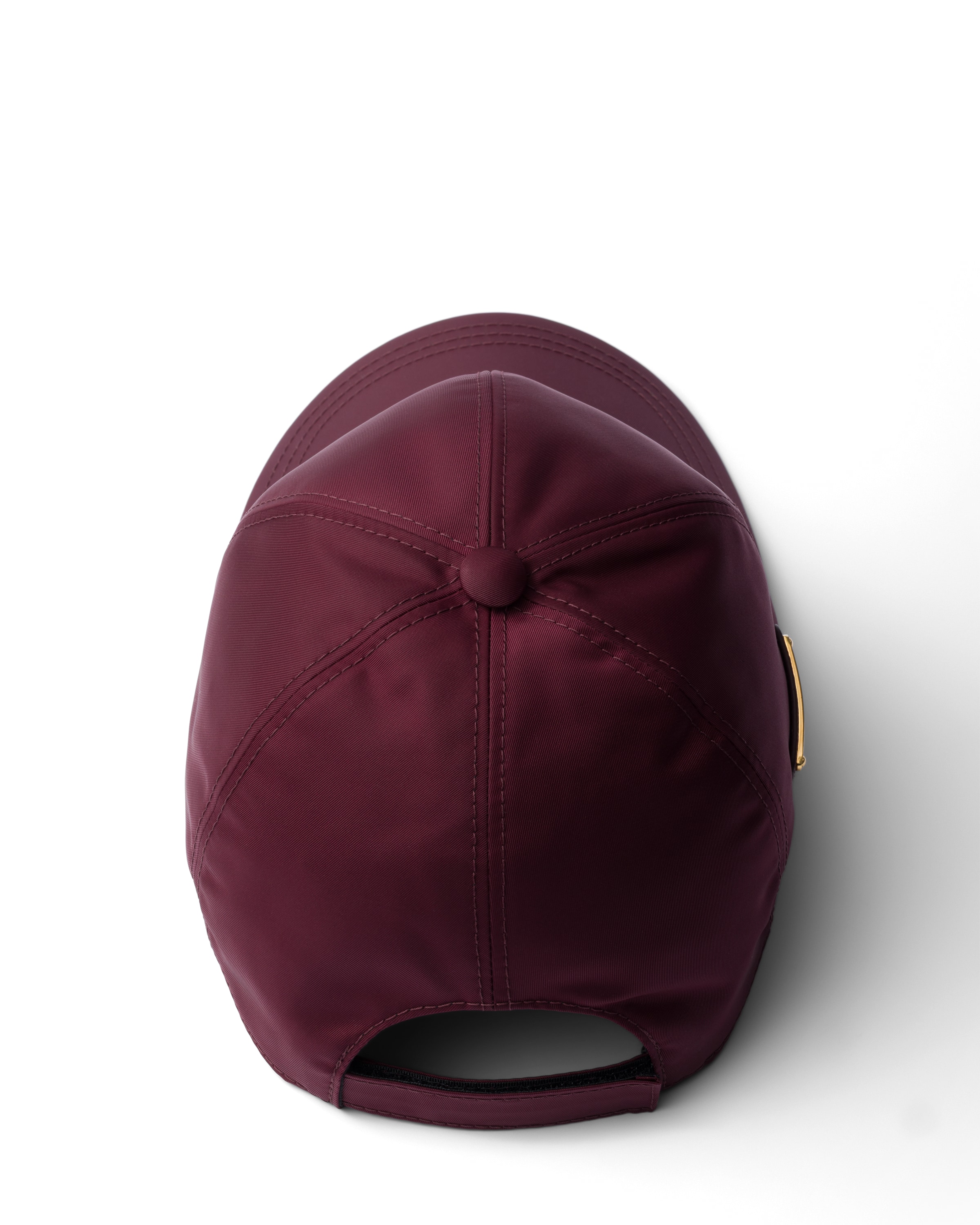 Prada Nylon Baseball Cap Panel Construction Visor Brim In Burgundy