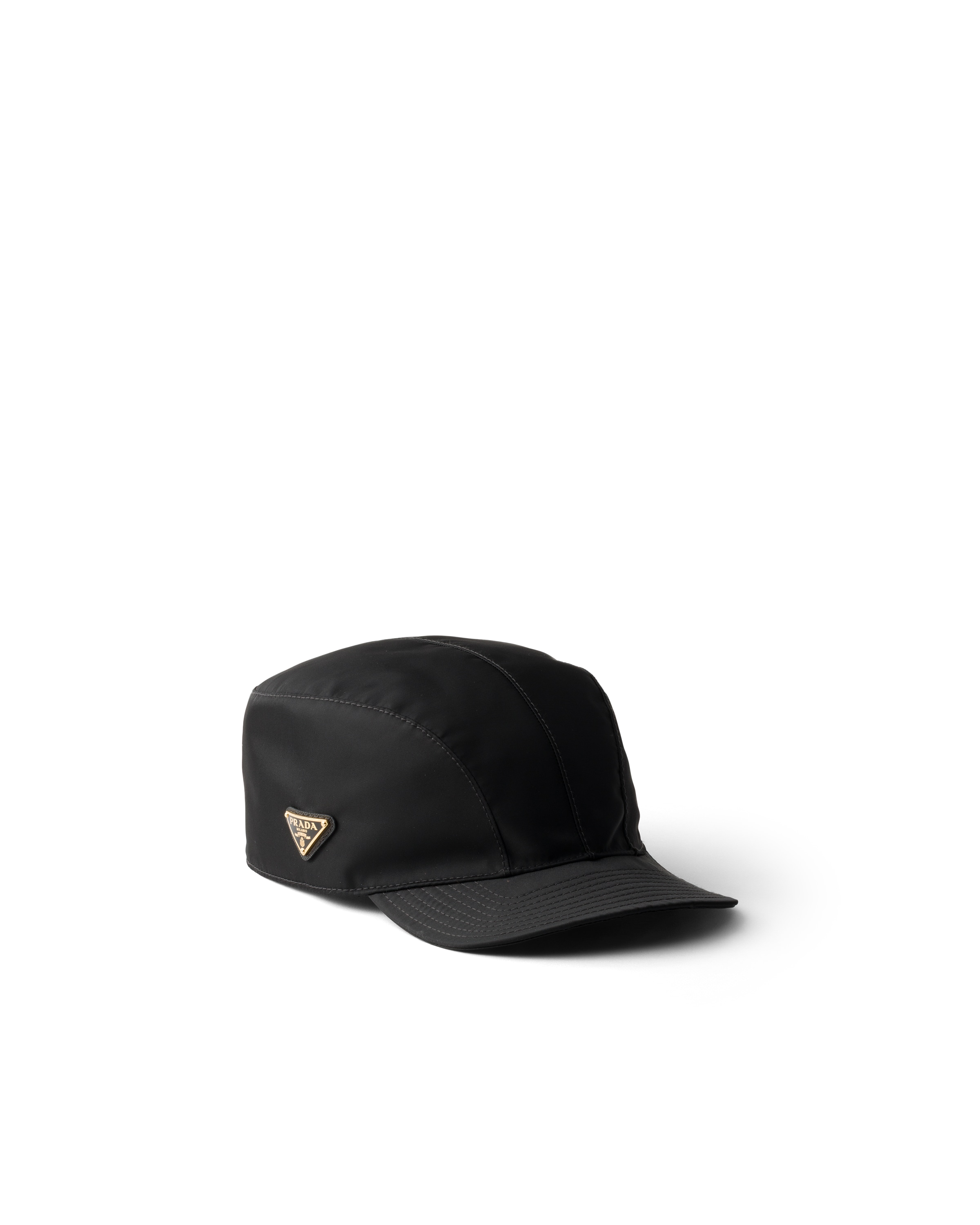 Prada Curved Brim Baseball Cap Structured Design In Black