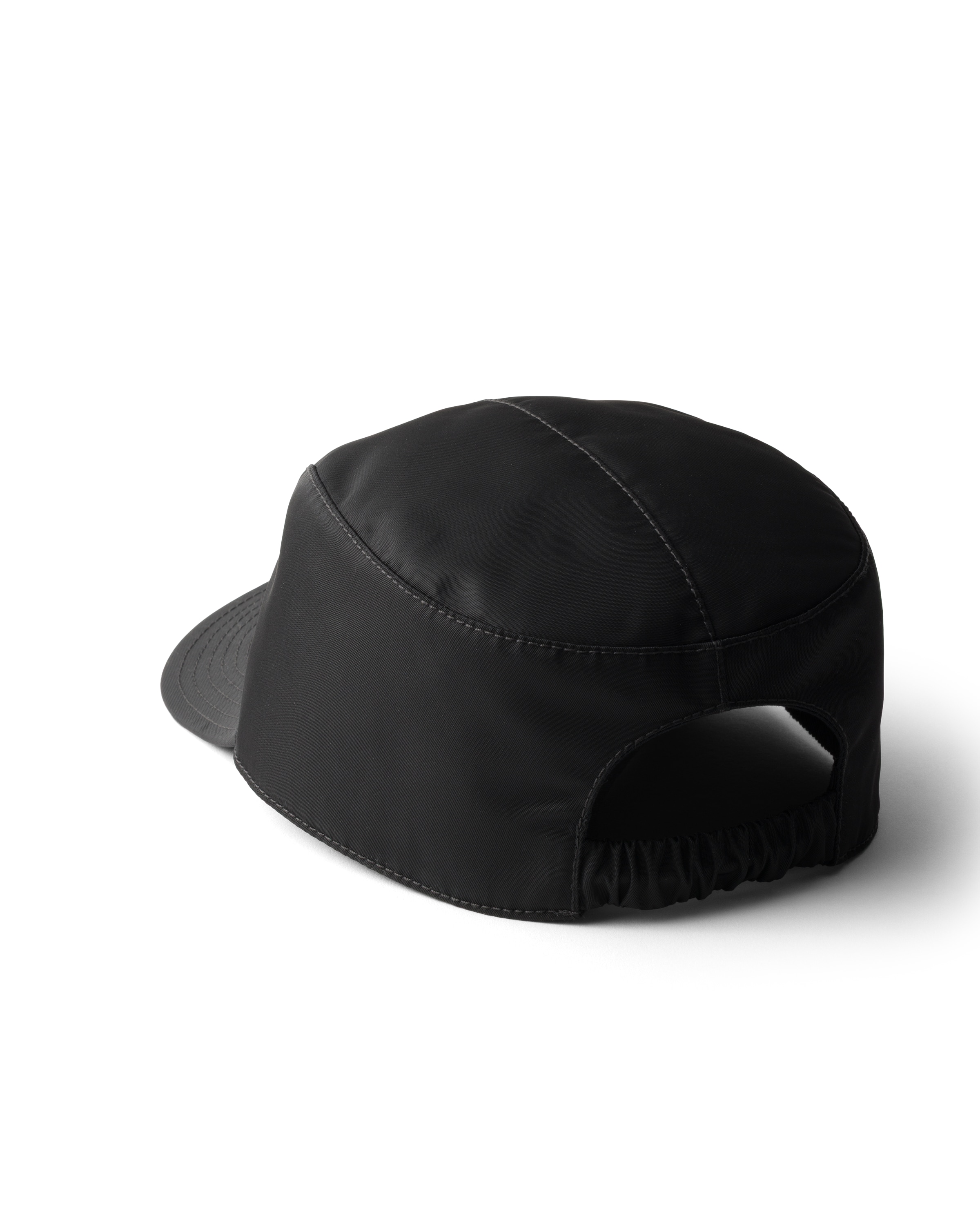 Prada Curved Brim Baseball Cap Structured Design In Black
