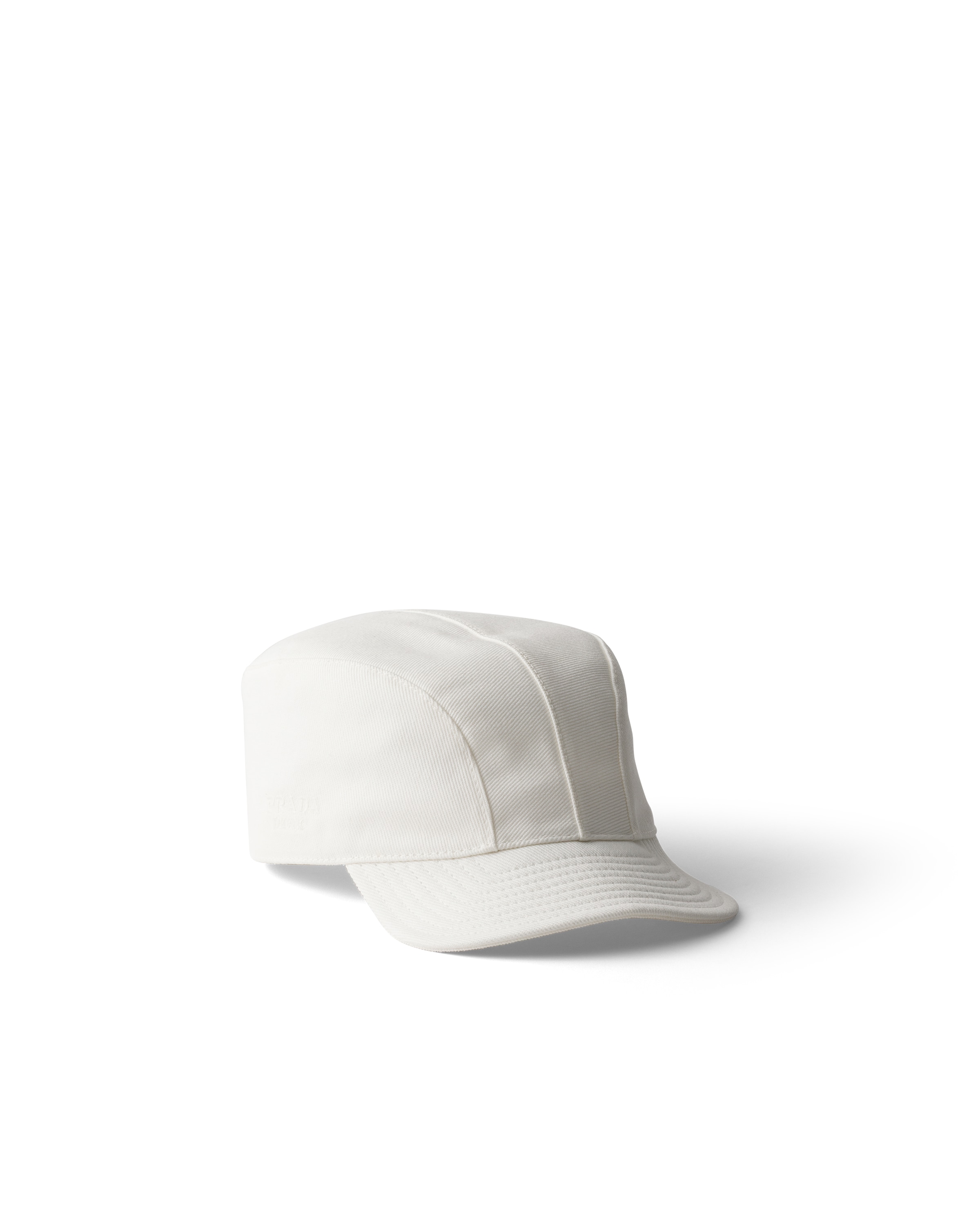 Prada Cappello Da Baseball In Drill, Donna, Bianco, Taglia L