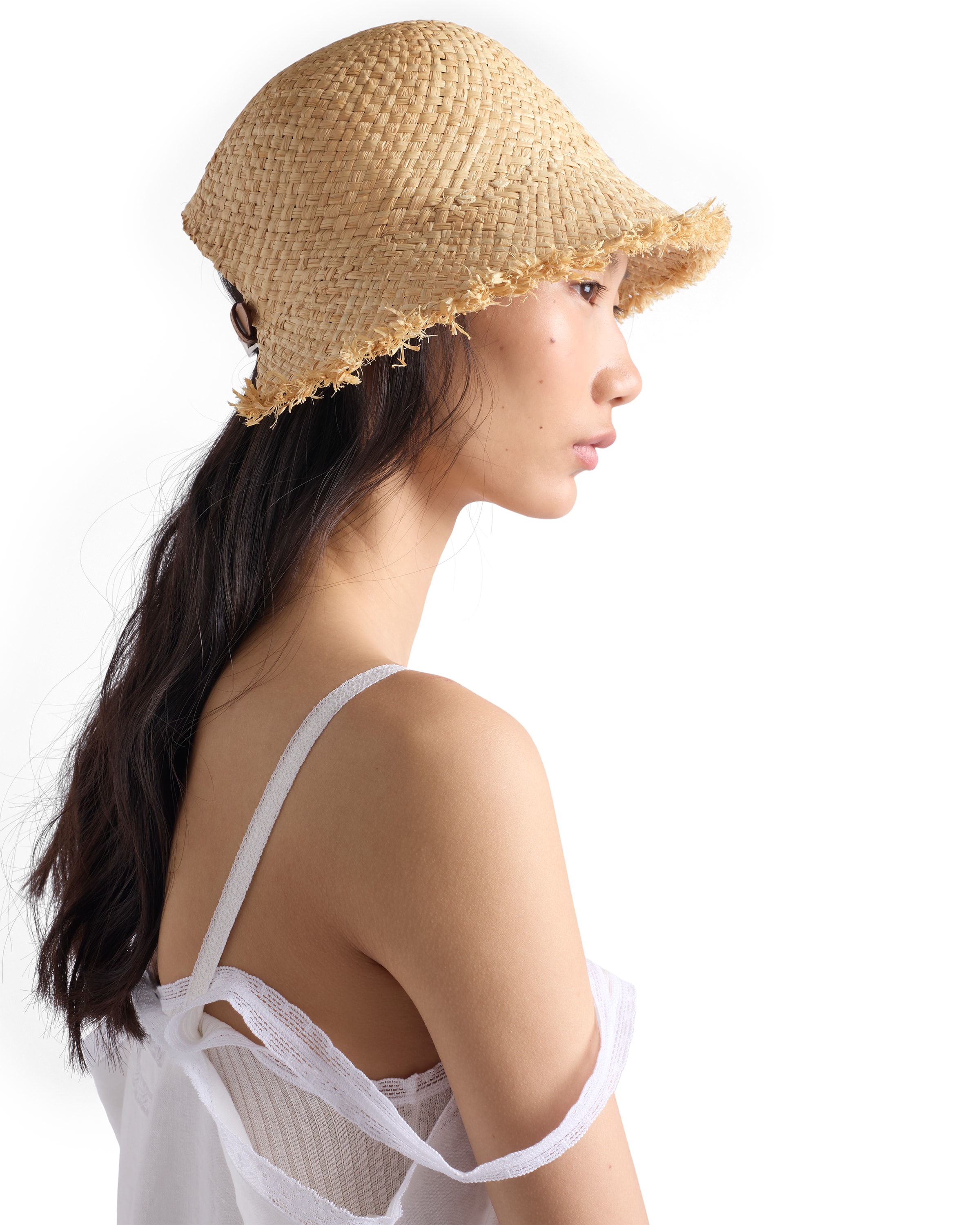 Prada Womens Neutral Raffia Adjustable Hat In Brown