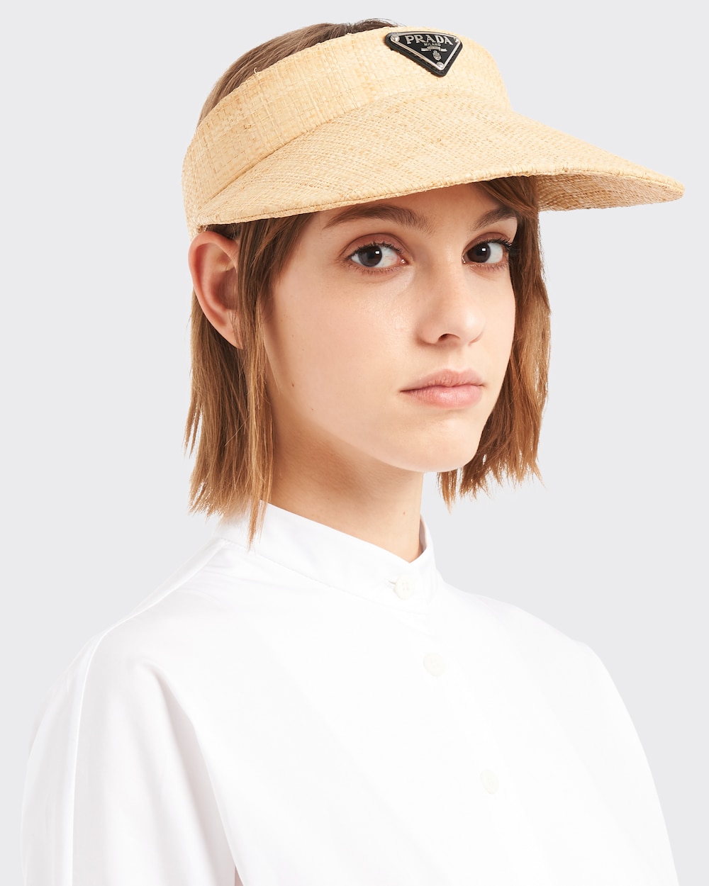 prada woven straw visor