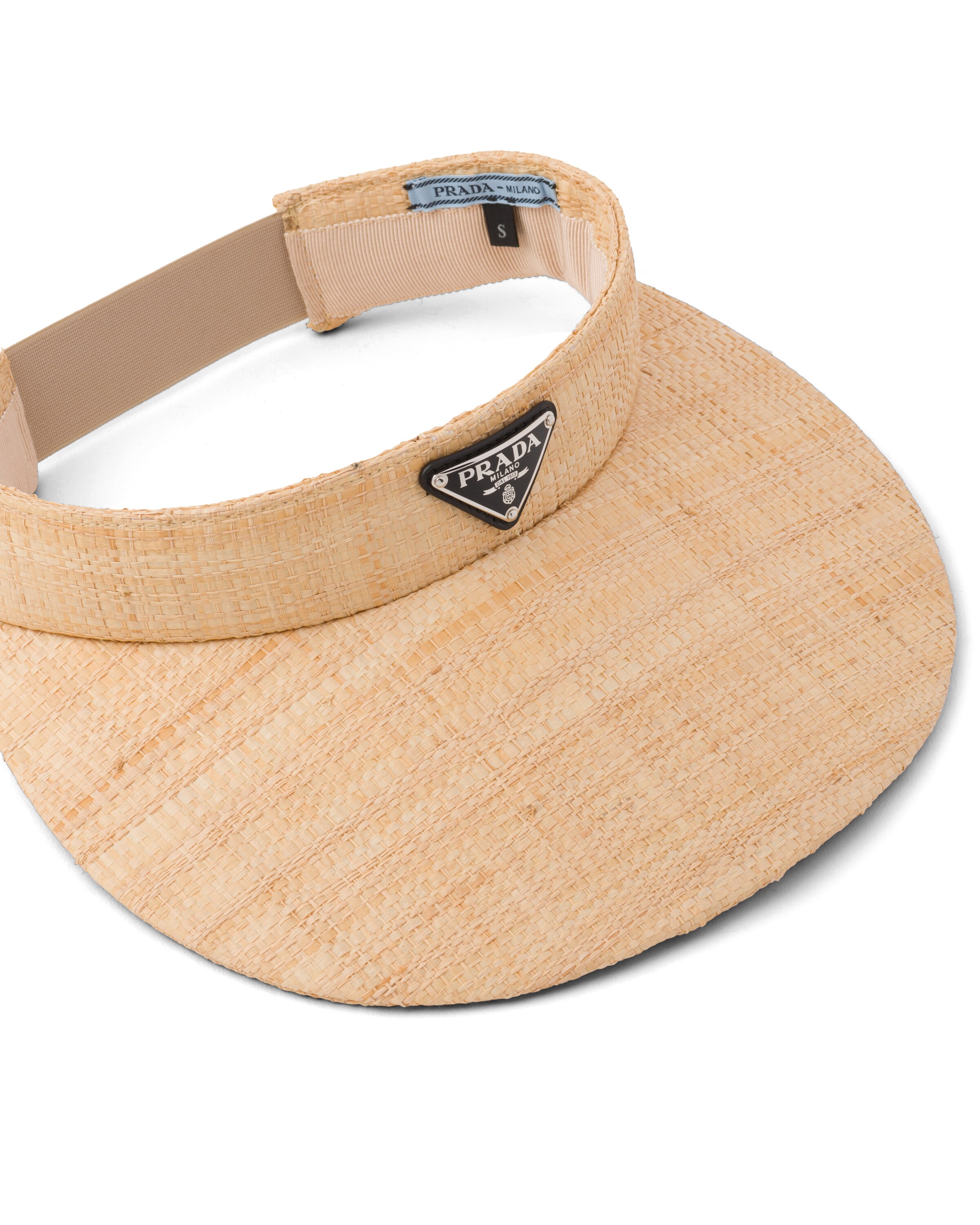 Tan/black Straw Visor Prada