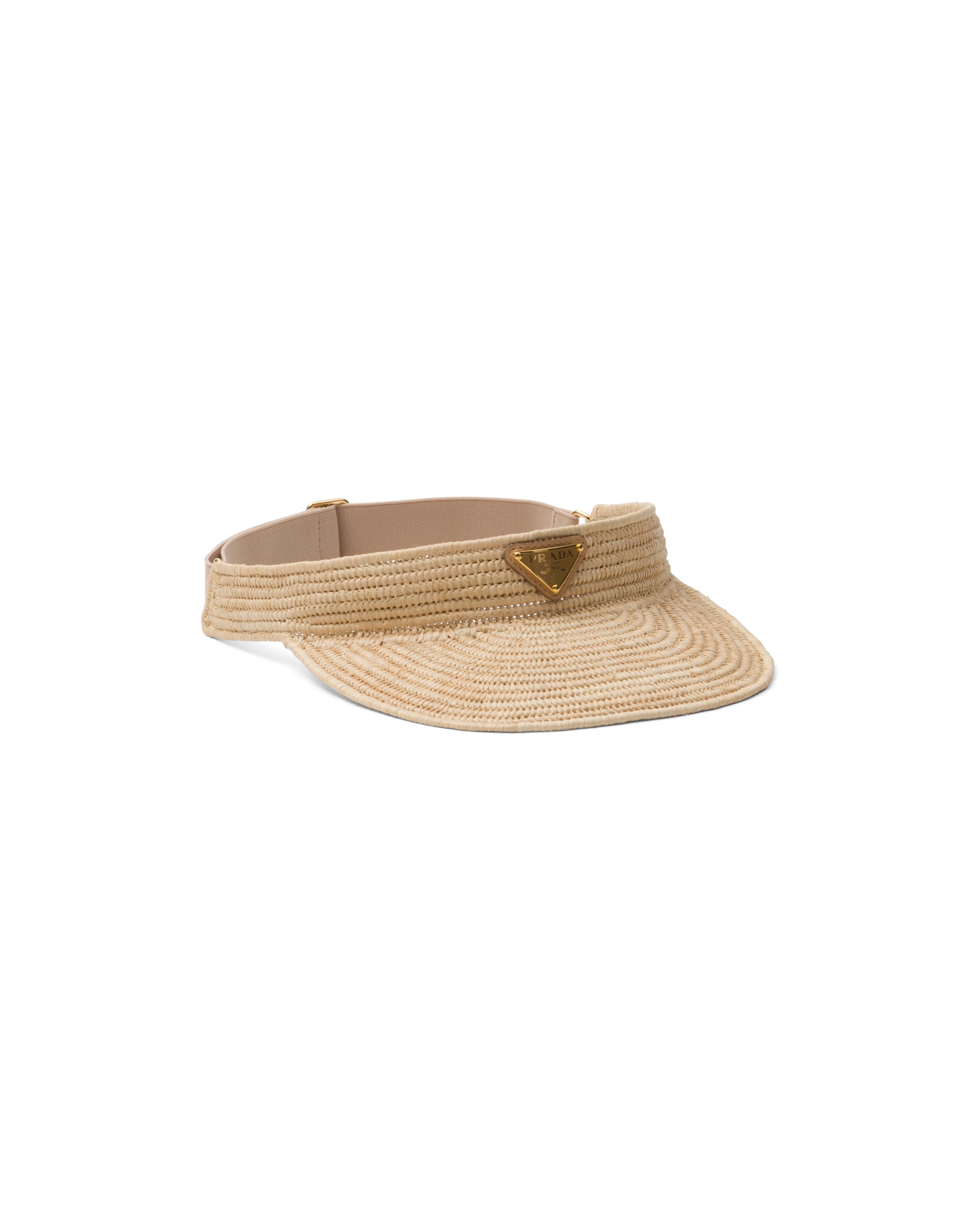 Prada Triangle-logo Crochet Visor In Neutral