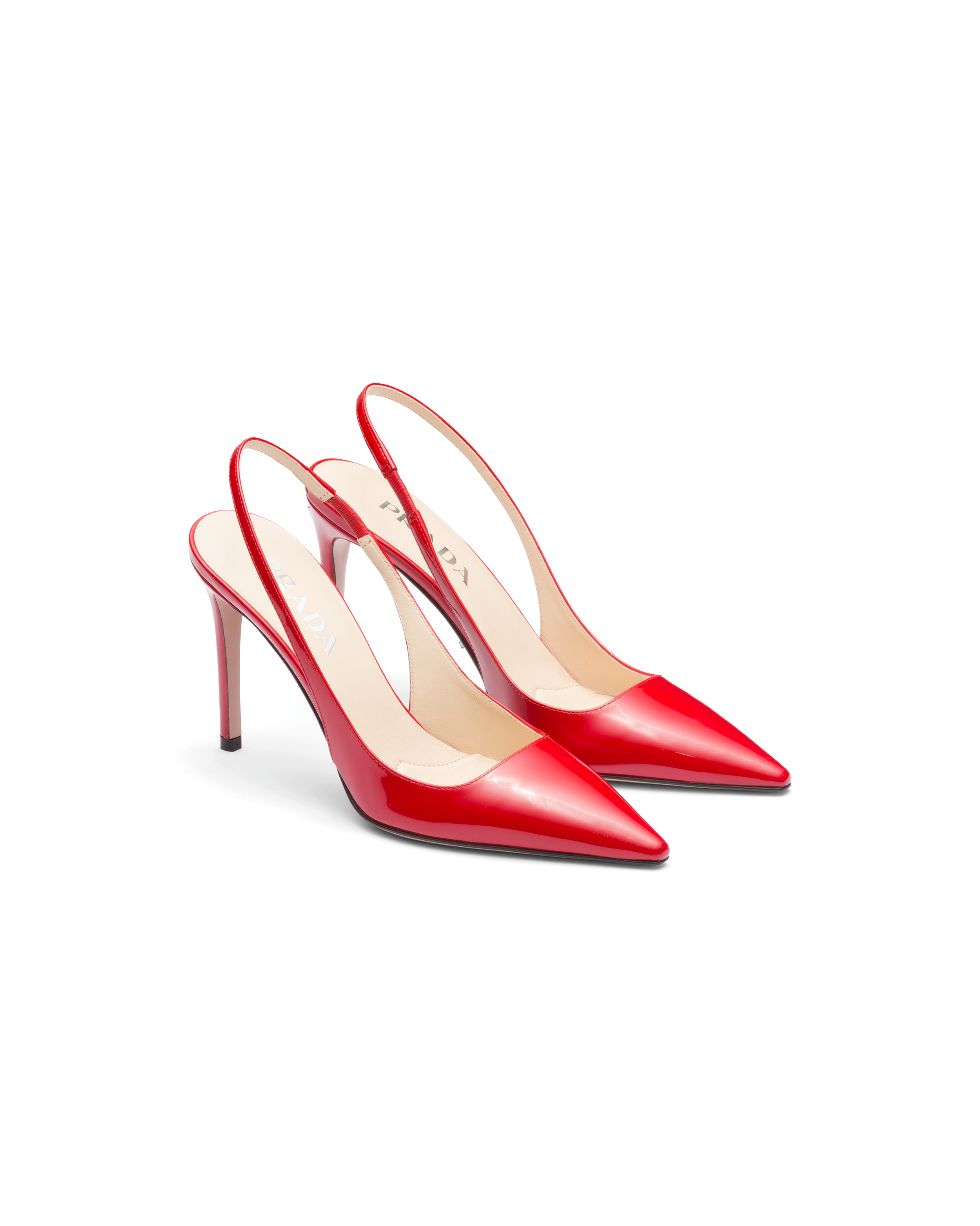 Prada Slingback-pumps Mit Logo In Rosso