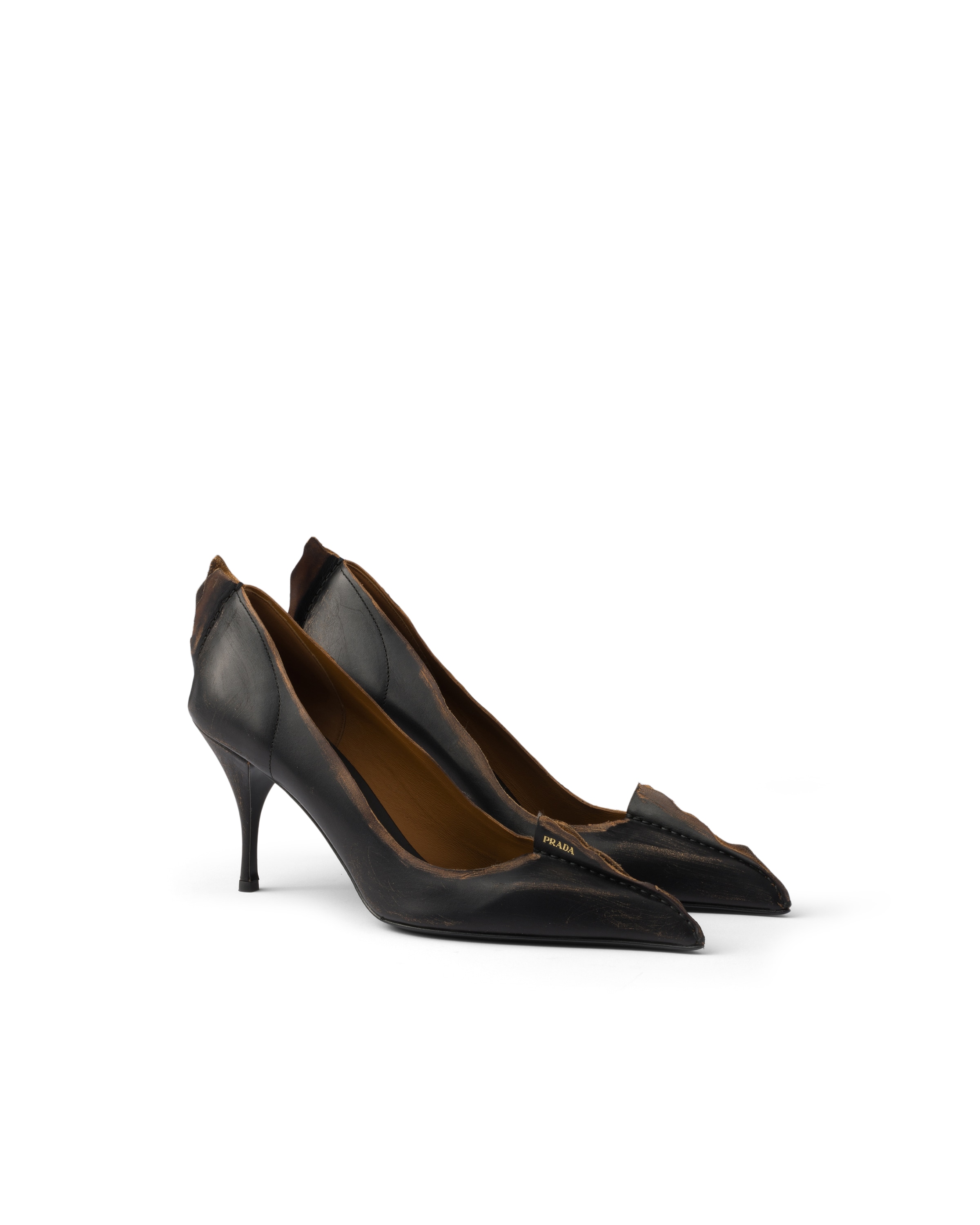 Prada Leather Bow Pumps In Animal Print
