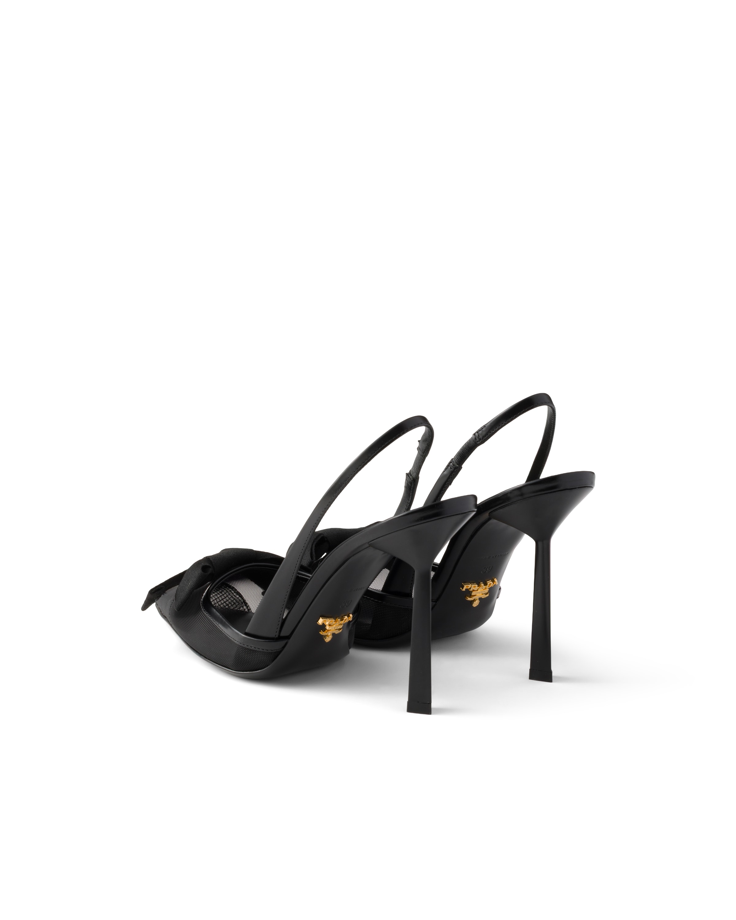 Prada Mesh Slingback Pumps In Black