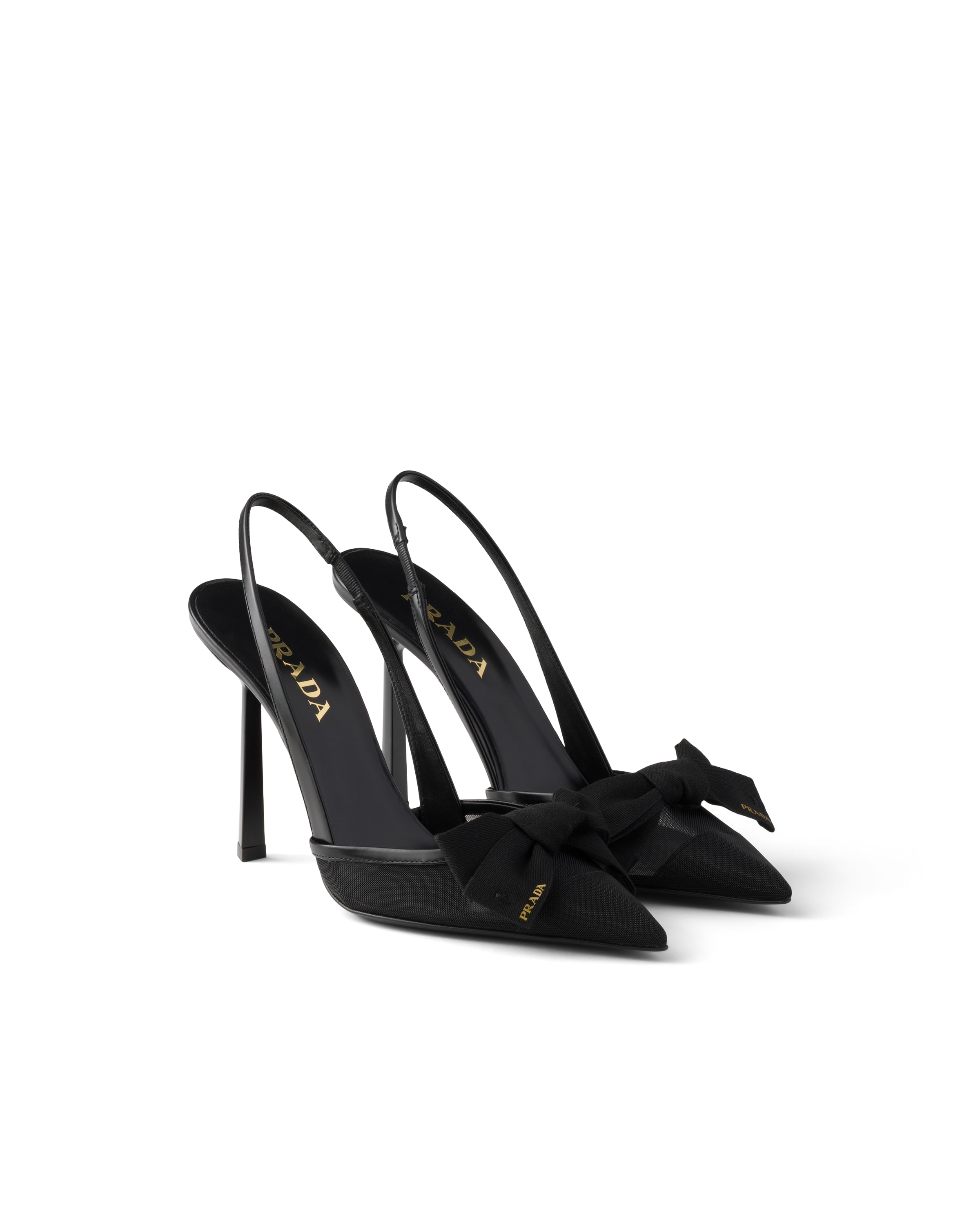 Prada Mesh Slingback Pumps In Black