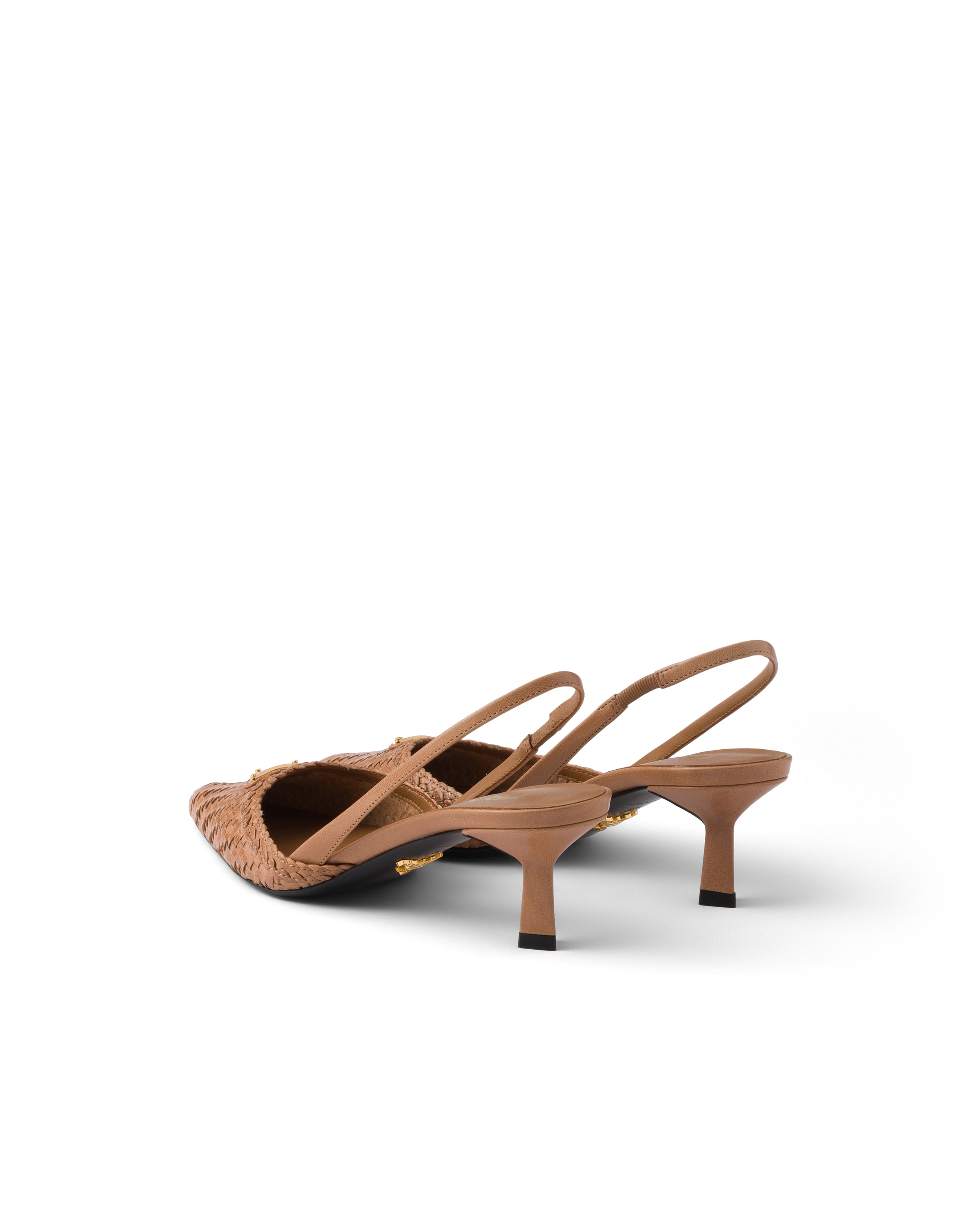 Prada Leather Slingback Pumps In Brown