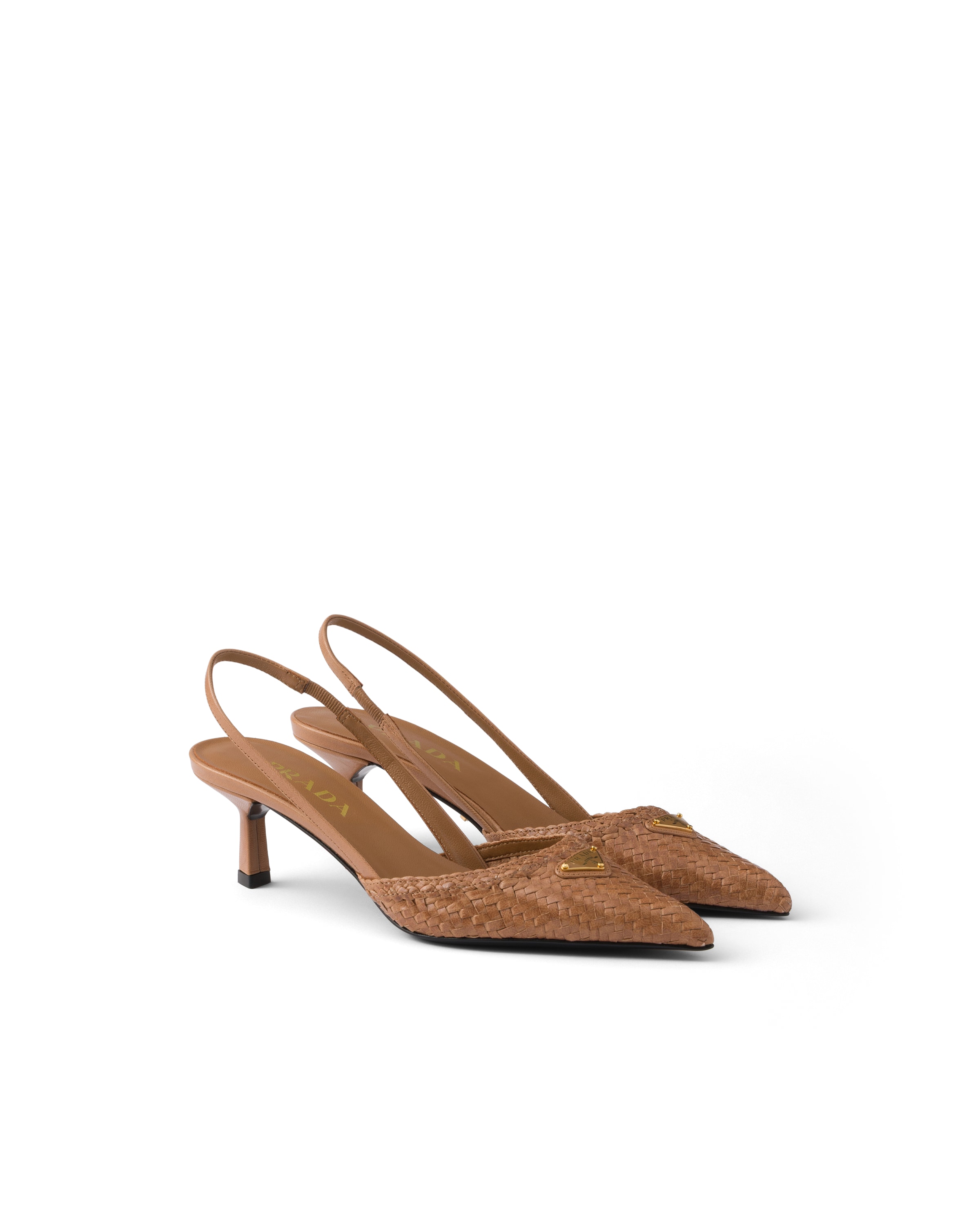 Prada Zapatos De Salón Slingbacks En Piel, Mujer, Beige Arena, Talla 39,5