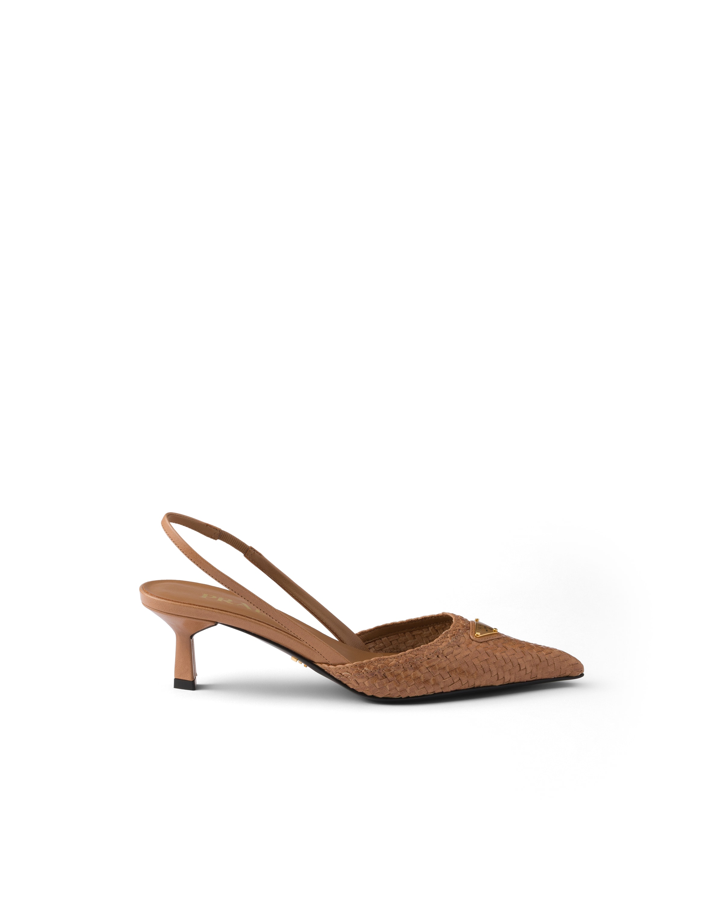 Prada Leather Slingback Pumps In Brown