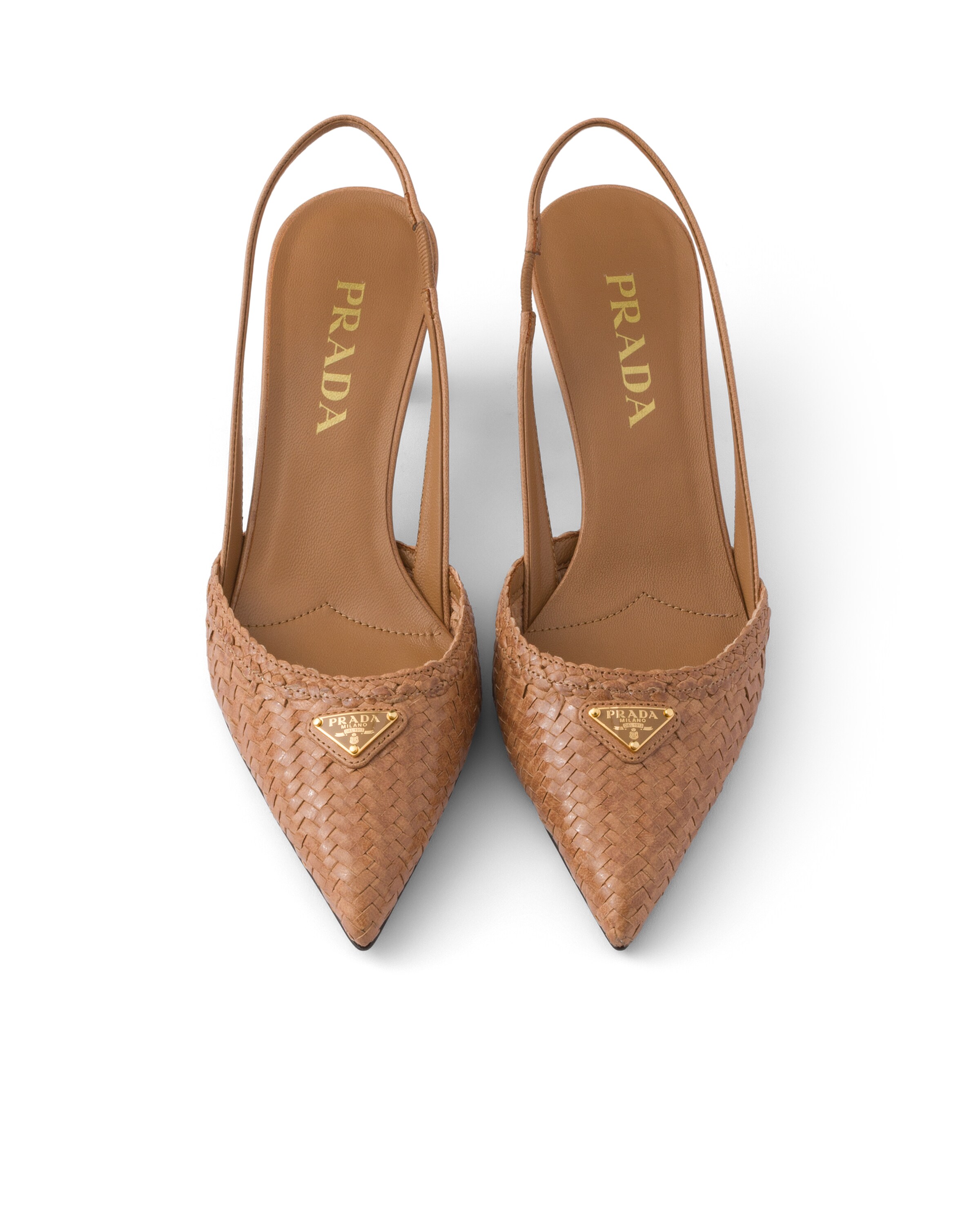 Prada Leather Slingback Pumps In Brown