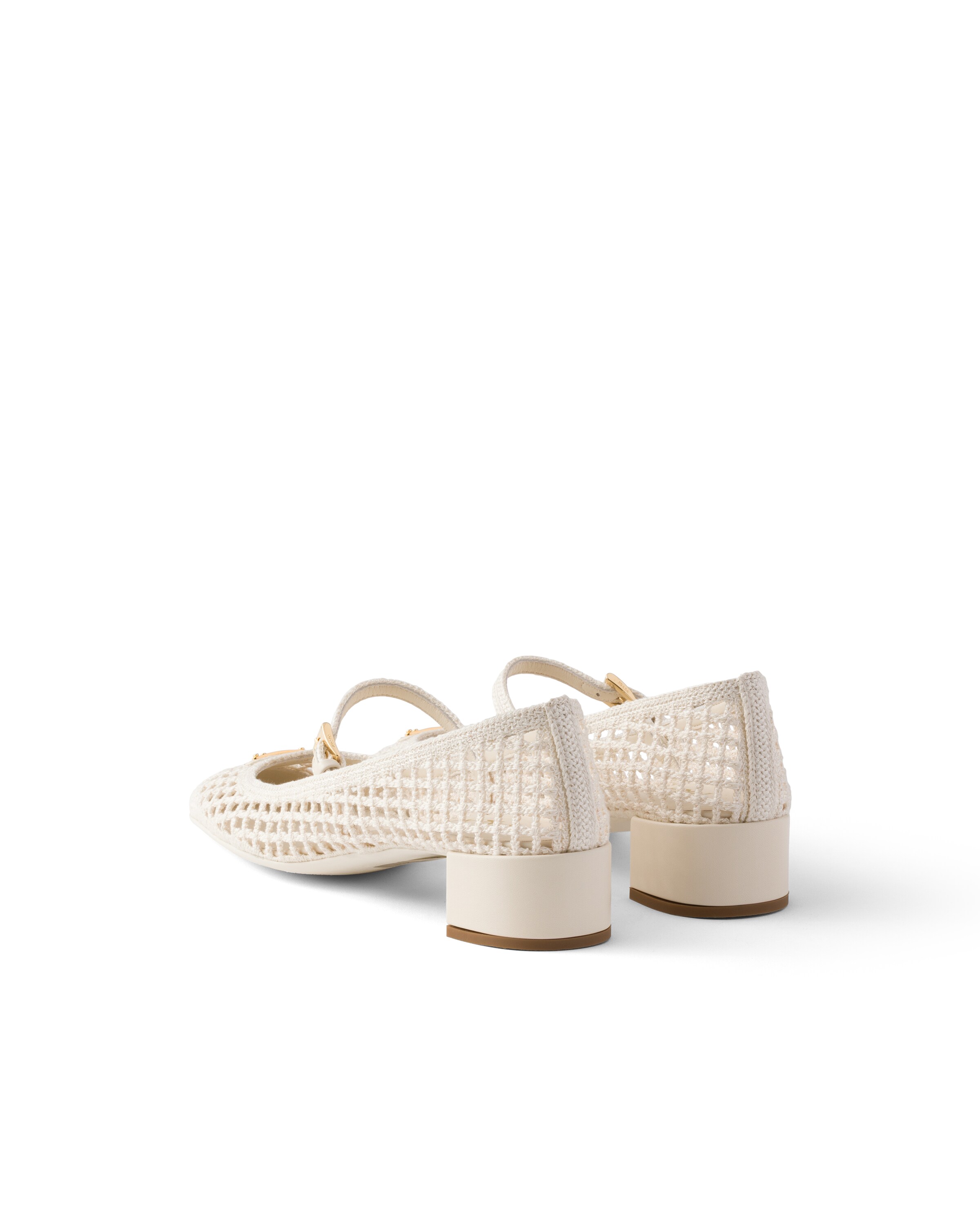 Prada Crochet Pumps In Neutral