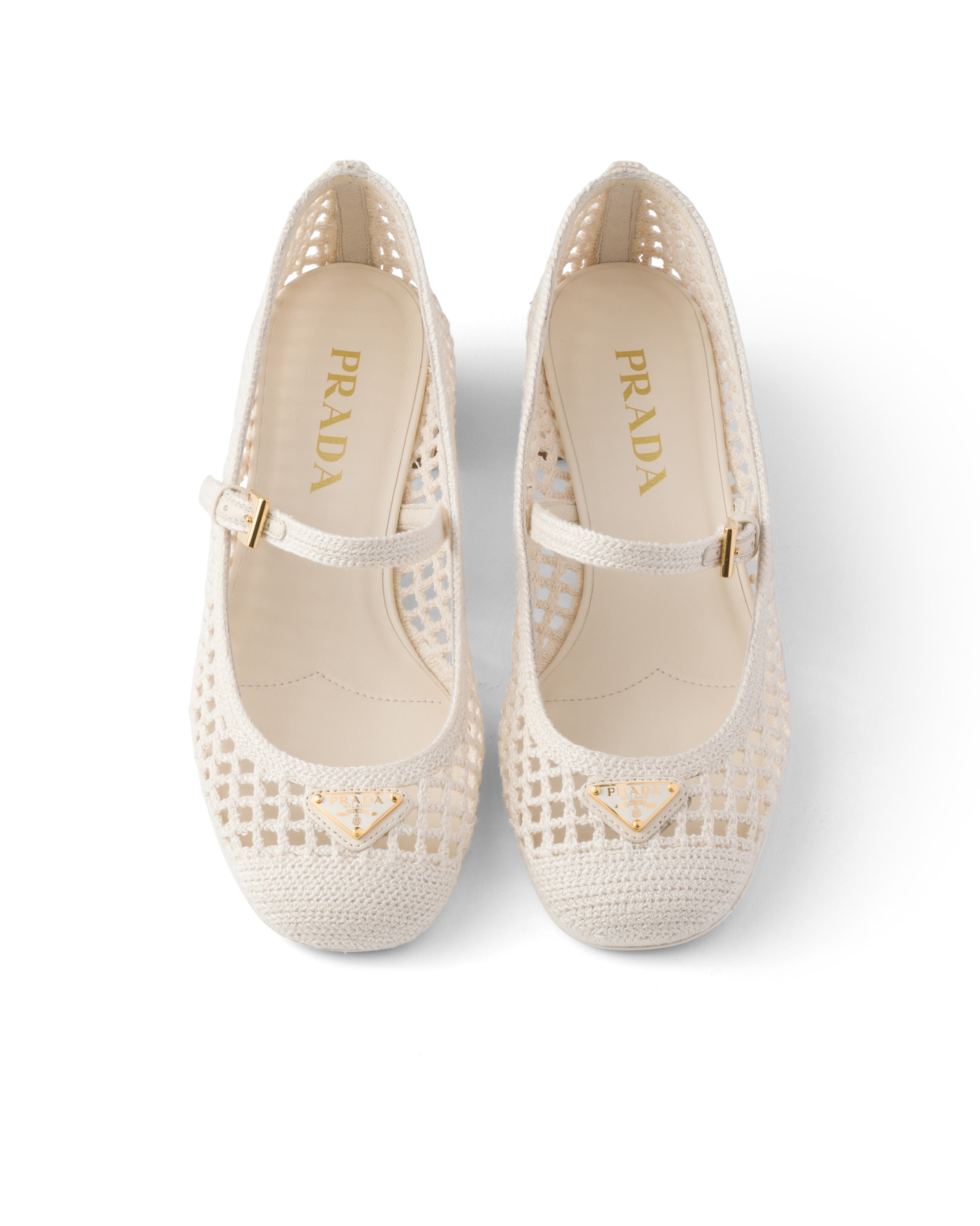 Prada Crochet Pumps In Neutral
