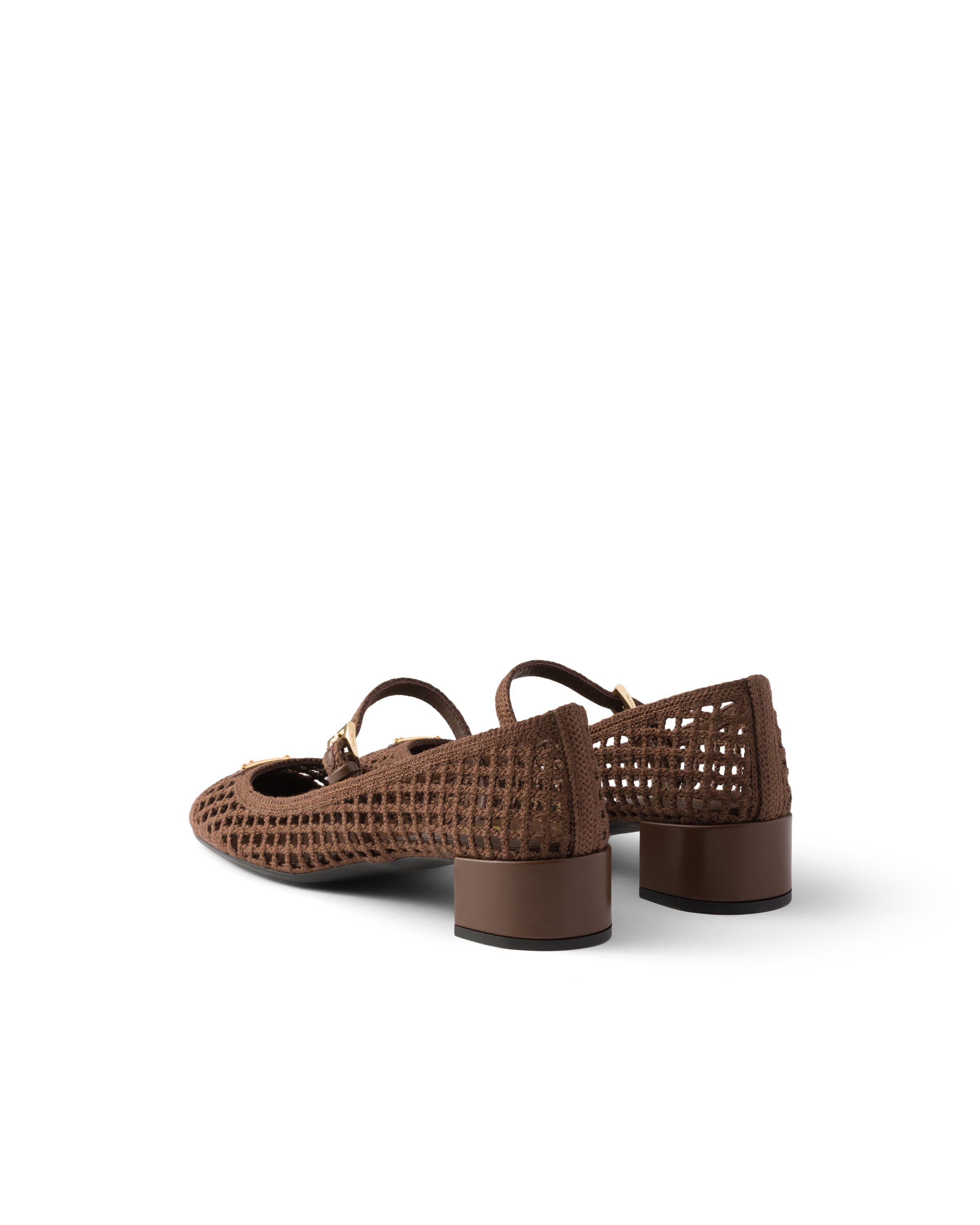 Prada Crochet Pumps In Brown