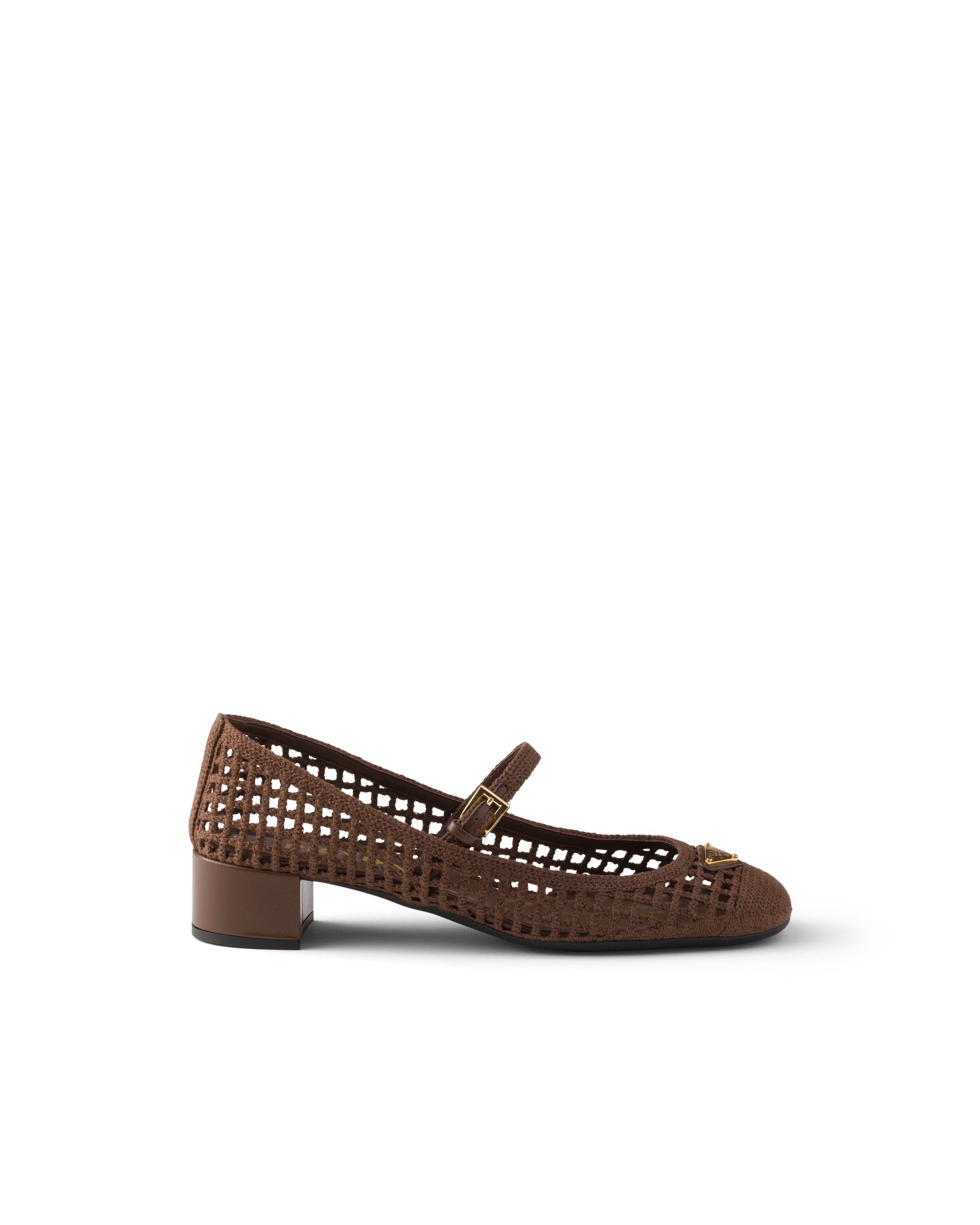 Prada Crochet Pumps In Brown