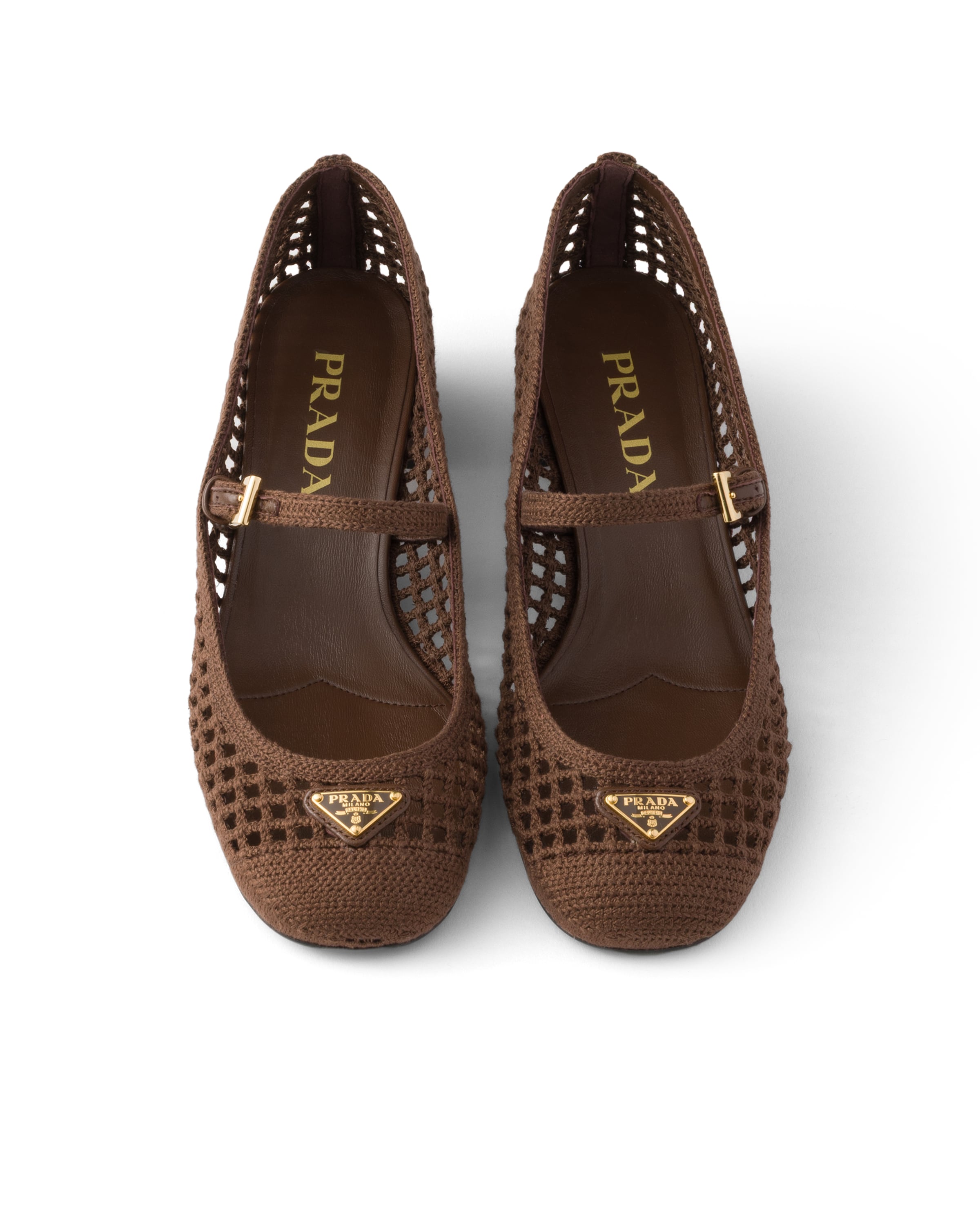 Prada Crochet Pumps In Brown