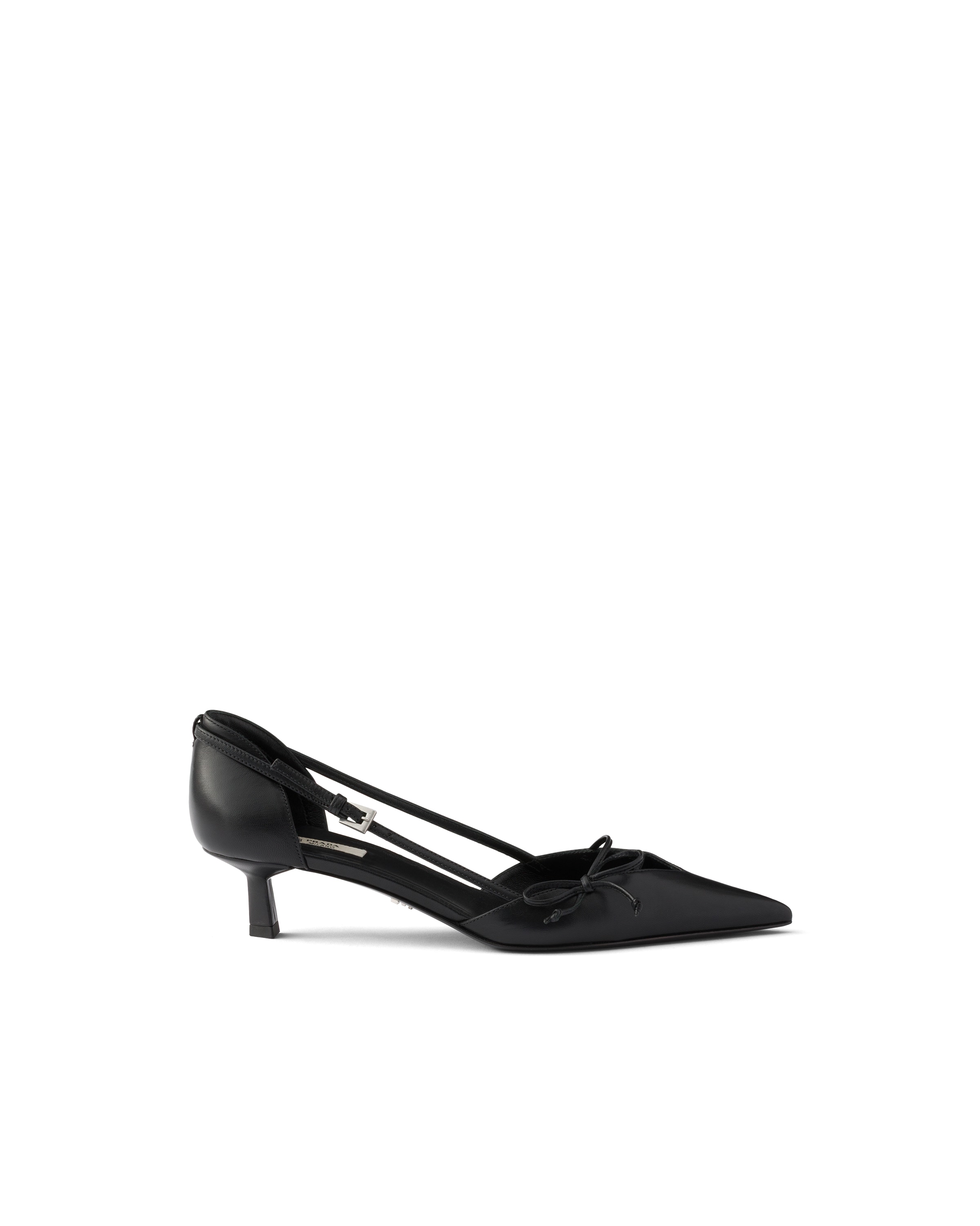 Prada Open-side Leather Pumps In Black