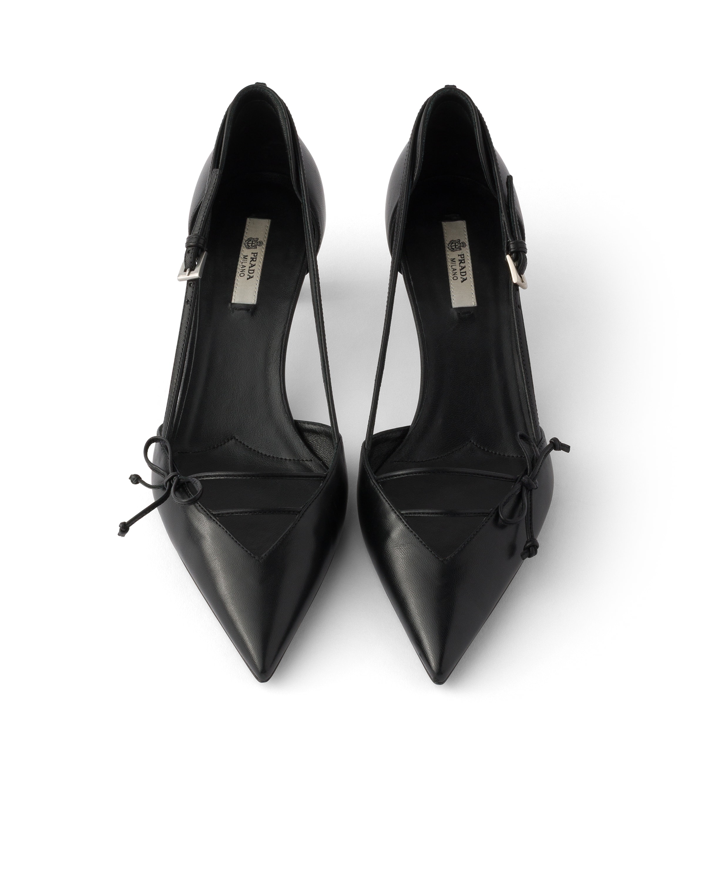 Prada Open-side Leather Pumps In Black