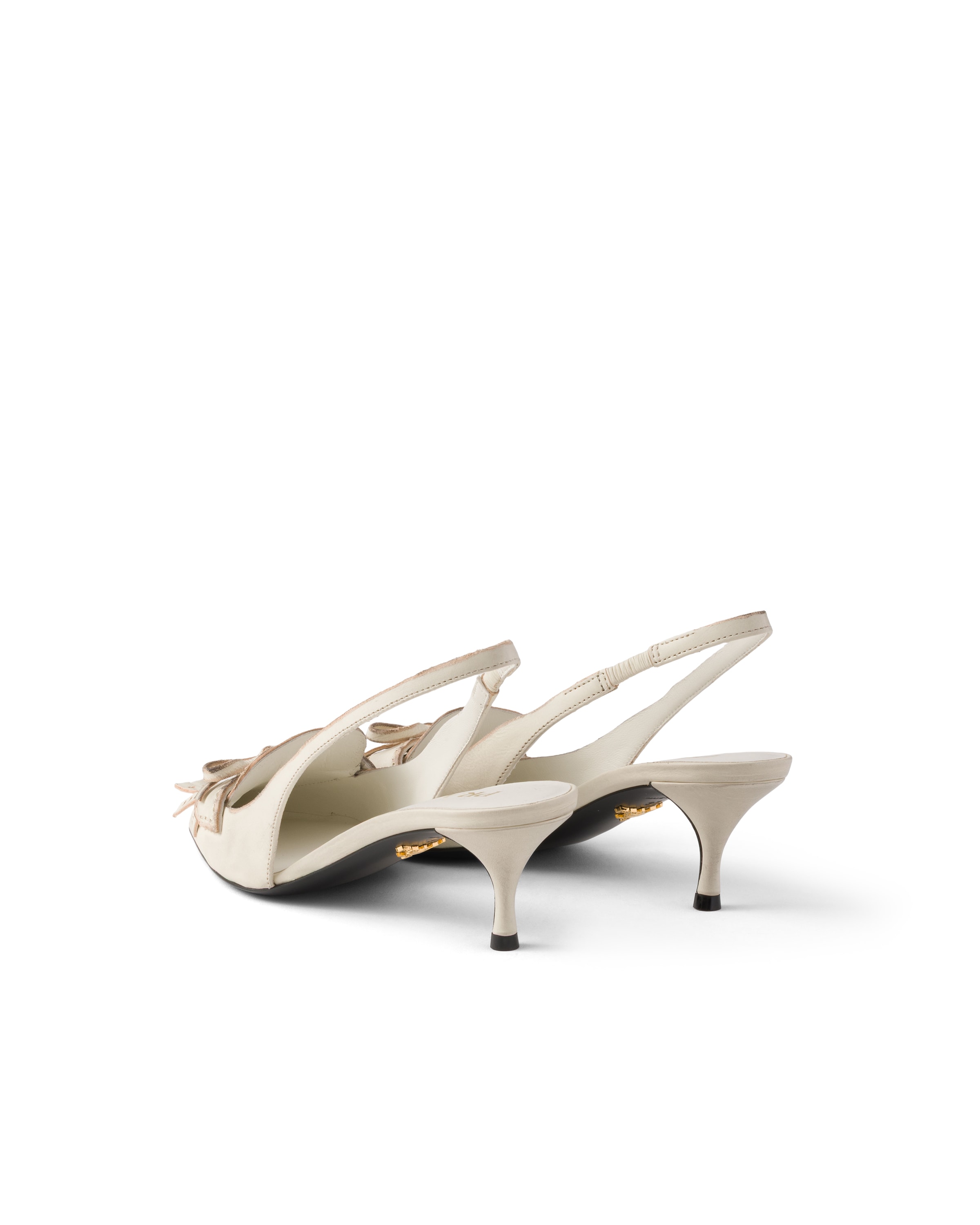 Prada Leather Slingback Pumps In Neutral