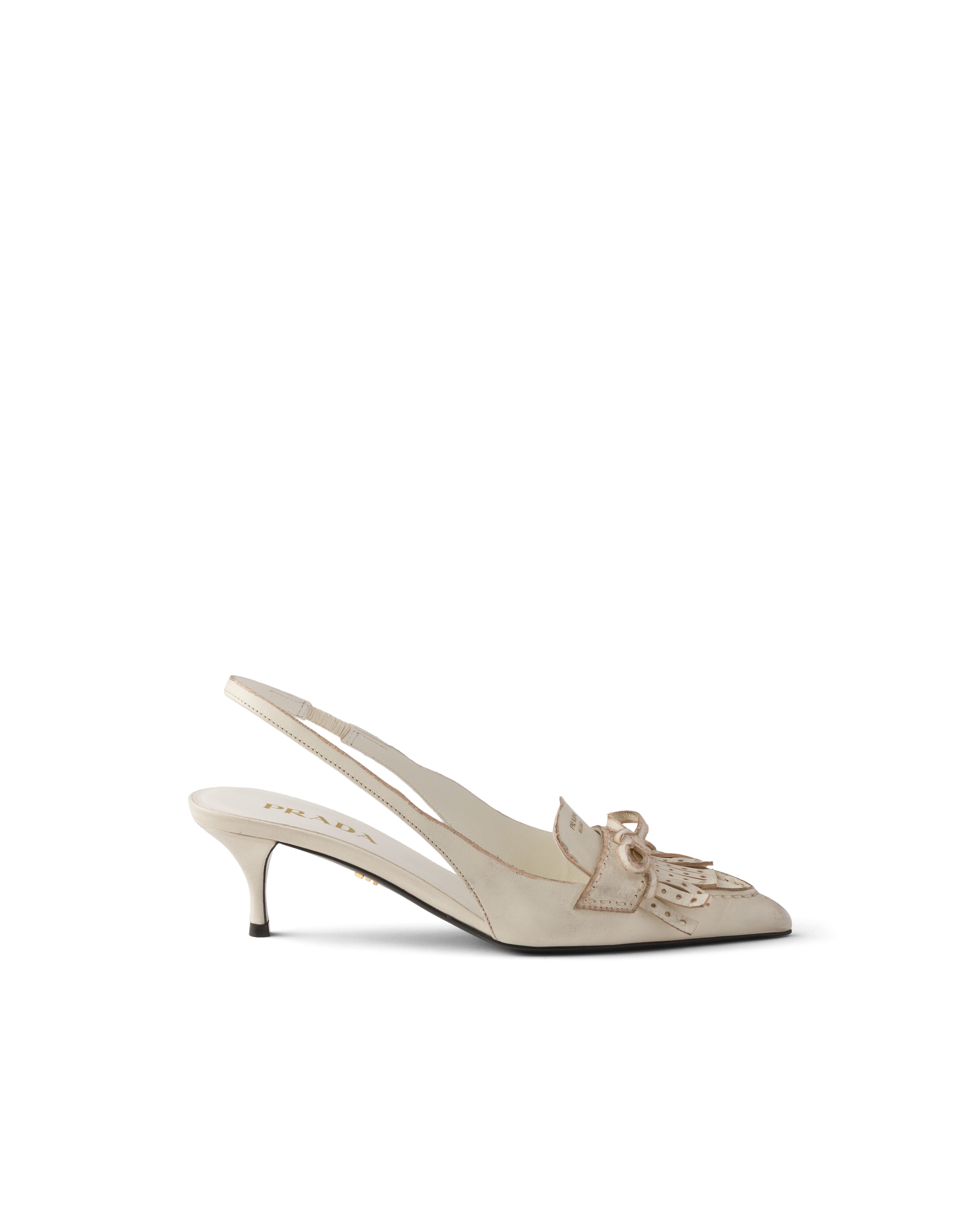 Prada Leather Slingback Pumps In Neutral