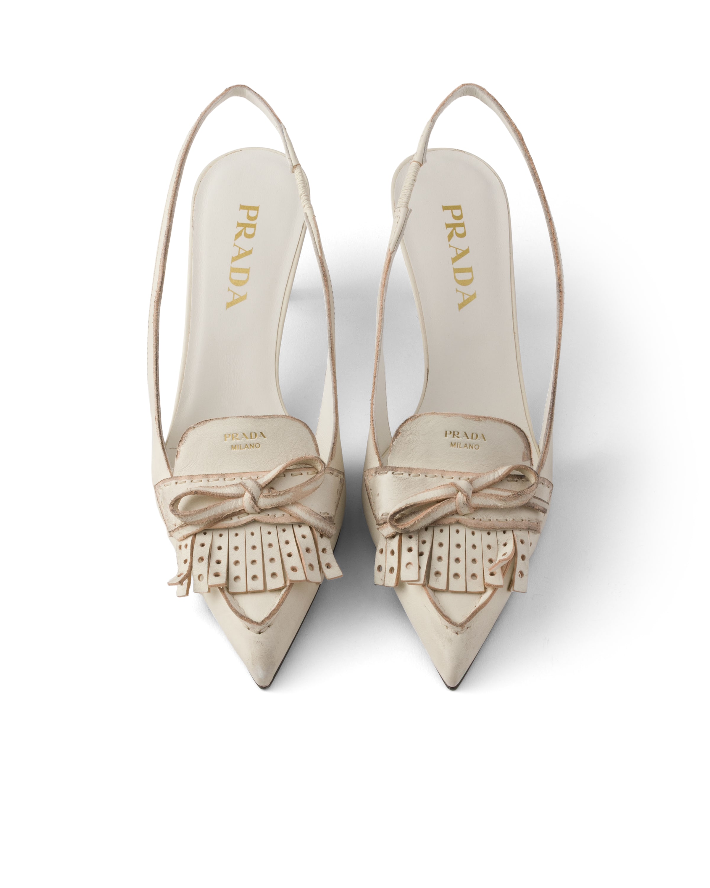 Prada Leather Slingback Pumps In Neutral