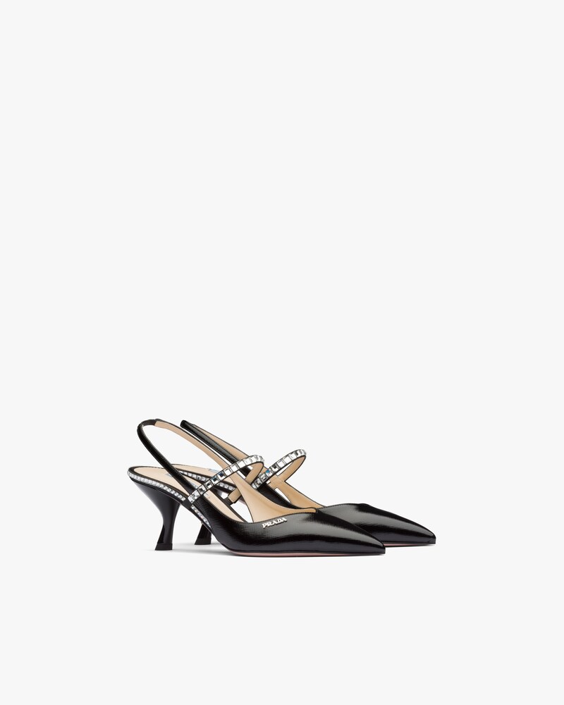 prada patent leather slingbacks