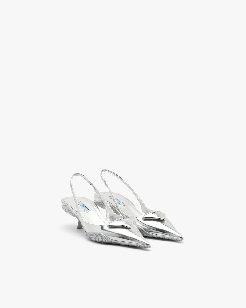 prada silver slingbacks